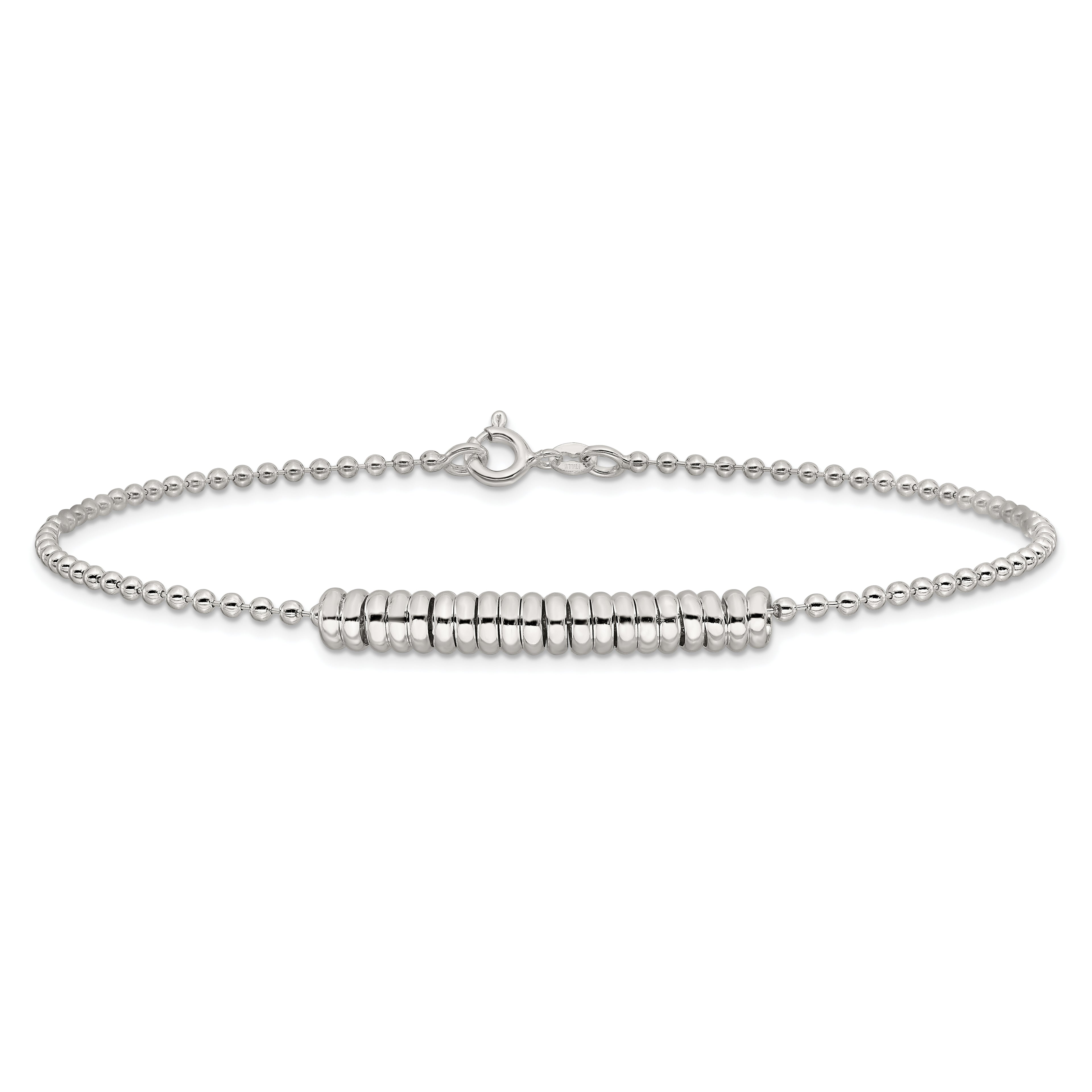 Sterling Silver Polished Fancy Love Ring Anklet