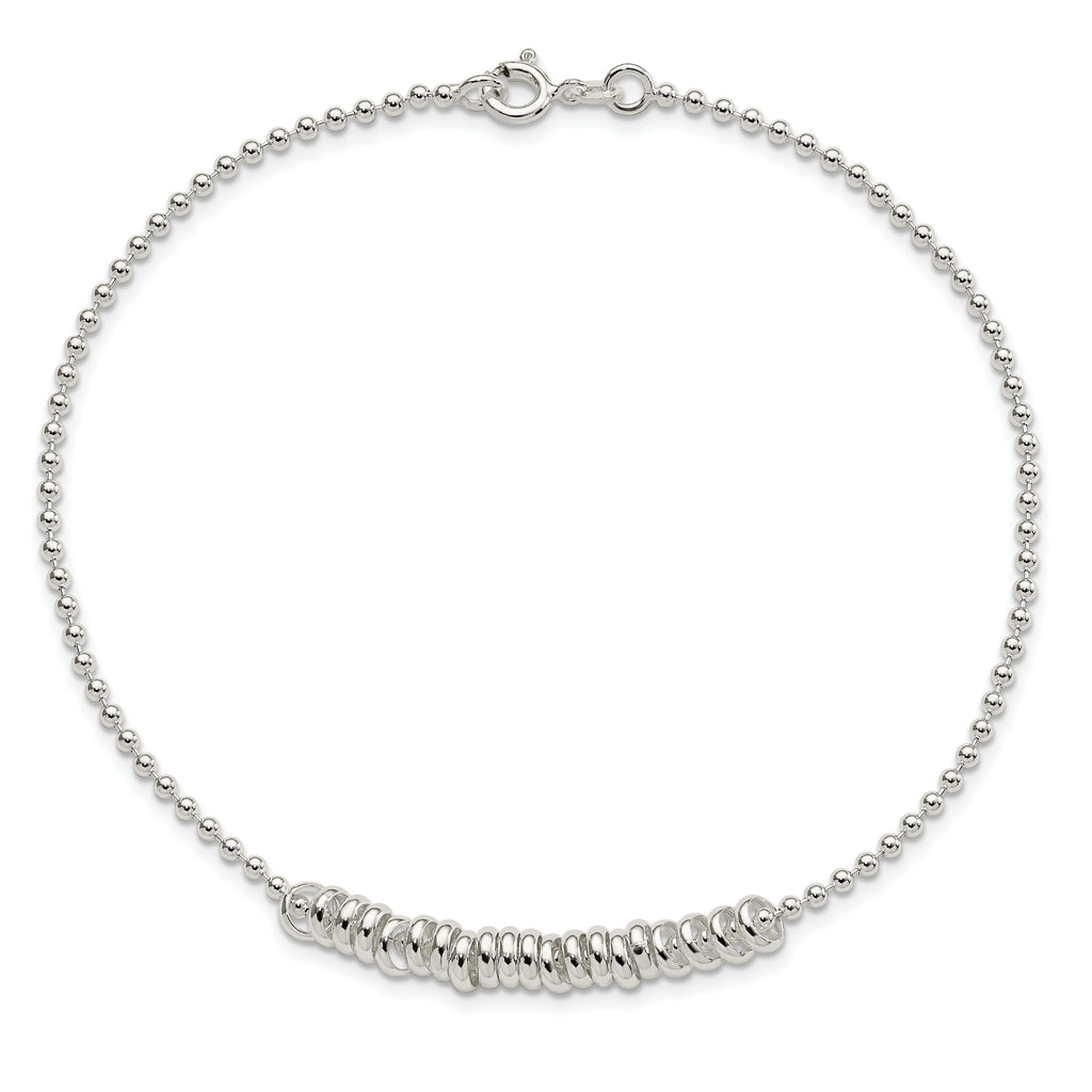 Sterling Silver Polished Fancy Love Ring Anklet