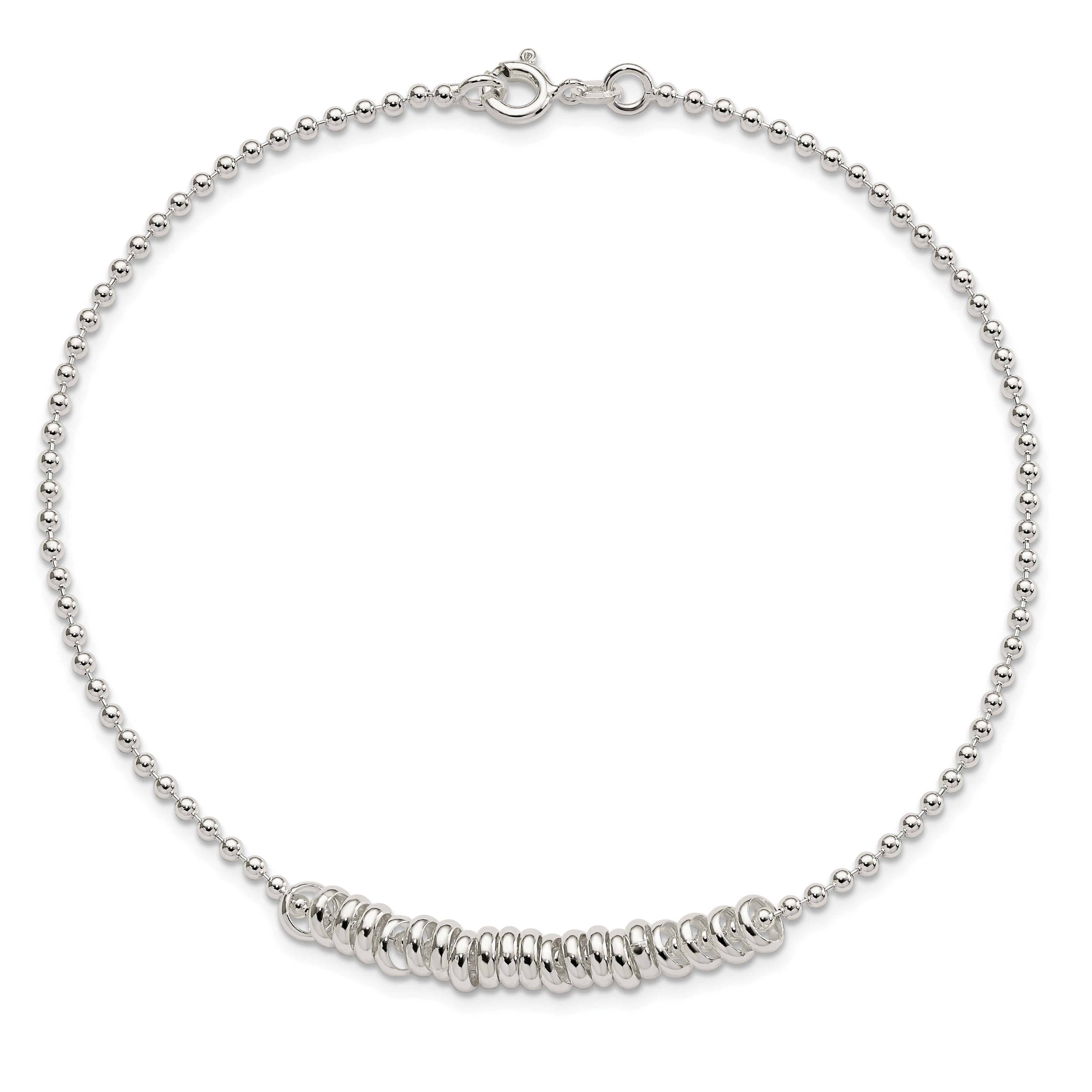 Sterling Silver Polished Fancy Love Ring Anklet