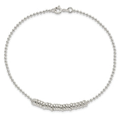 Sterling Silver 10inch Polished Fancy Love Ring Anklet
