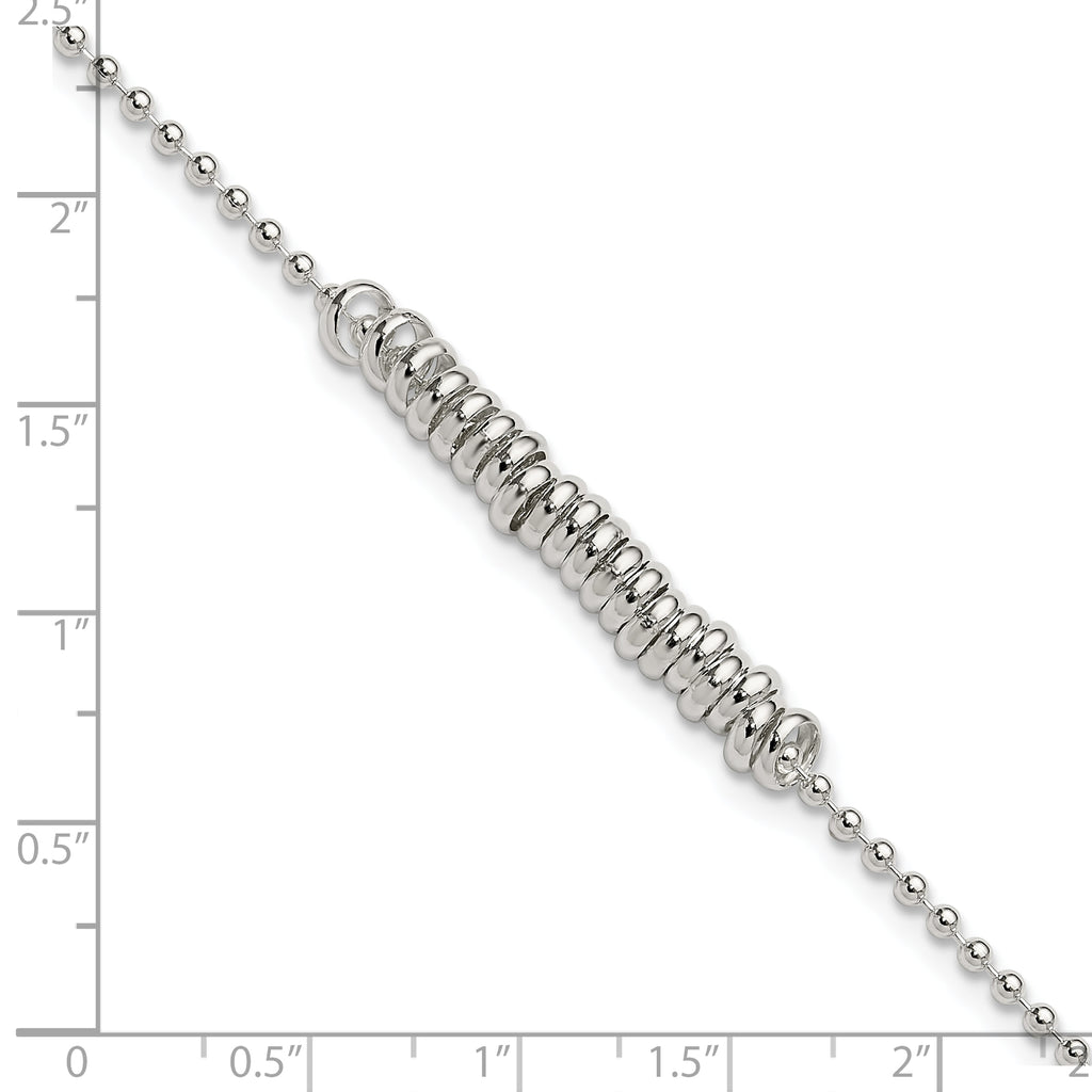 Sterling Silver Polished Fancy Love Ring Anklet
