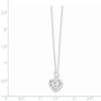 Sterling Silver Polished Puffed Filigree Heart 18 inch Necklace