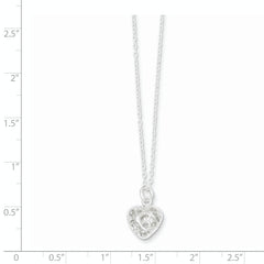 Sterling Silver Polished Puffed Filigree Heart 18 inch Necklace