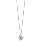 Sterling Silver Polished Puffed Filigree Heart 18 inch Necklace