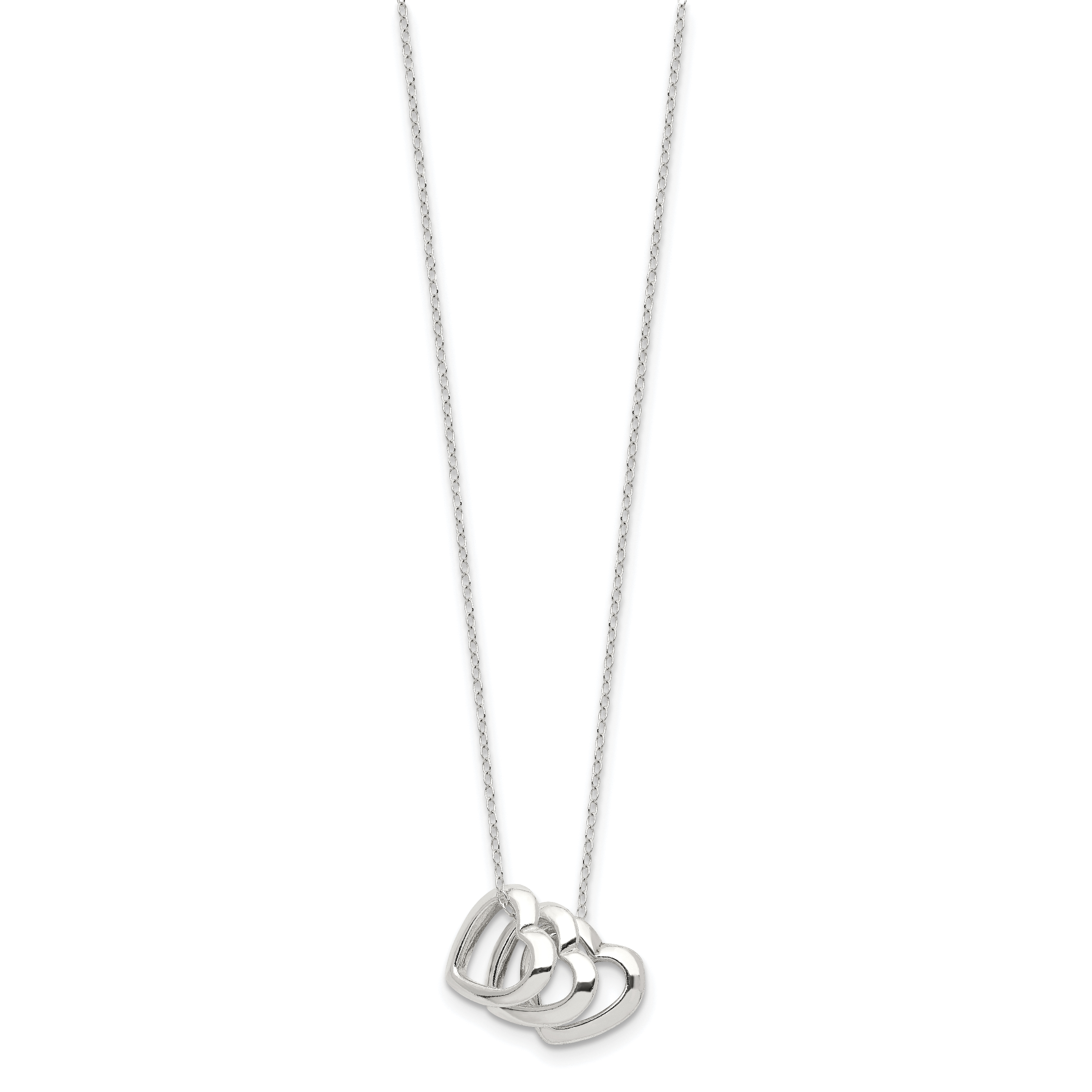 Sterling Silver Polished Fancy 3- Heart Necklace Secondary image