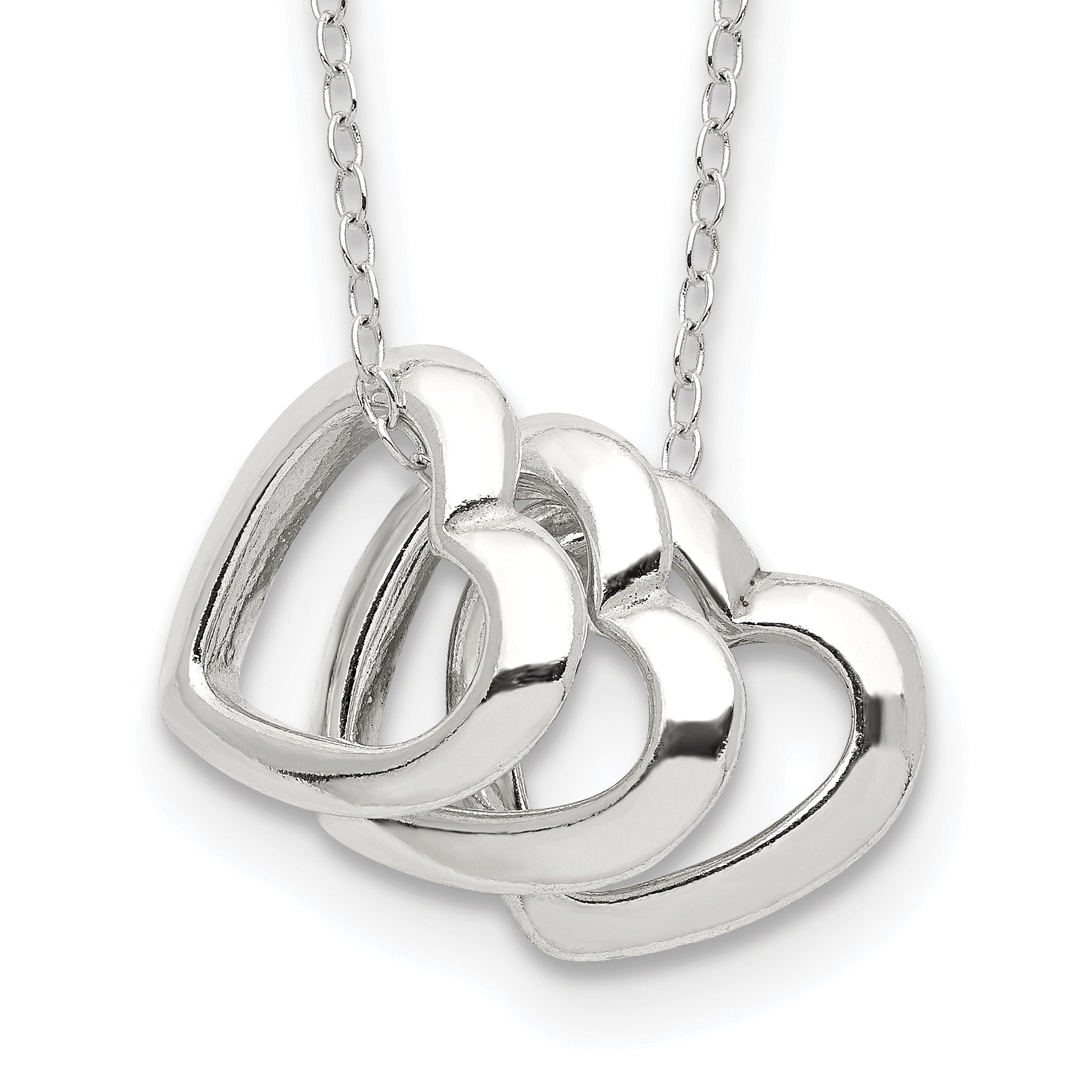 Sterling Silver Polished Fancy 3- Heart Necklace Main image