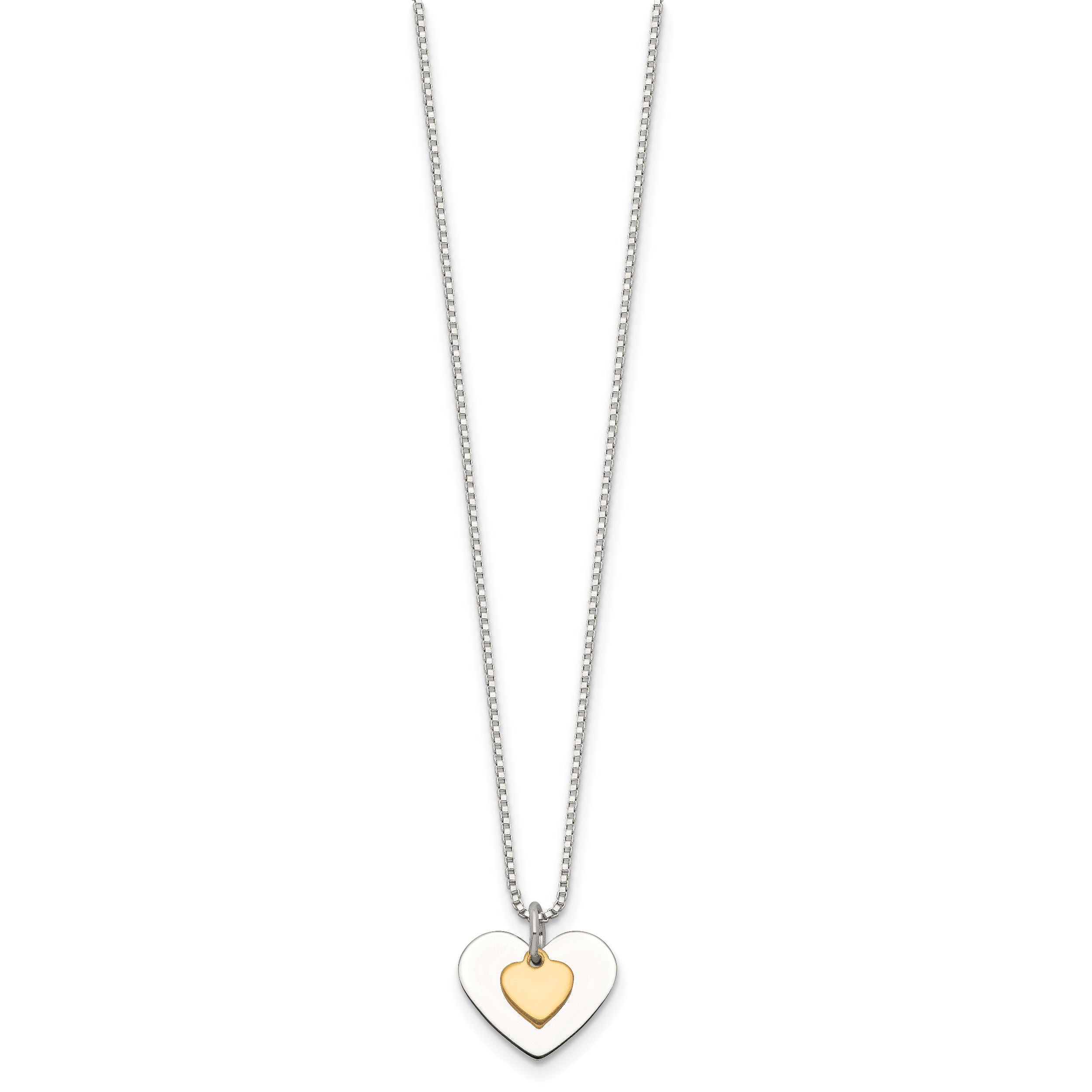 Sterling Silver With Vermeil Polished Fancy Heart Necklace