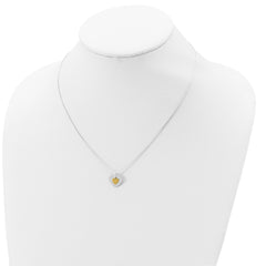 Sterling Silver With Vermeil Polished Fancy Heart Necklace