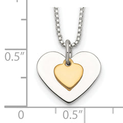 Sterling Silver With Vermeil Polished Fancy Heart Necklace