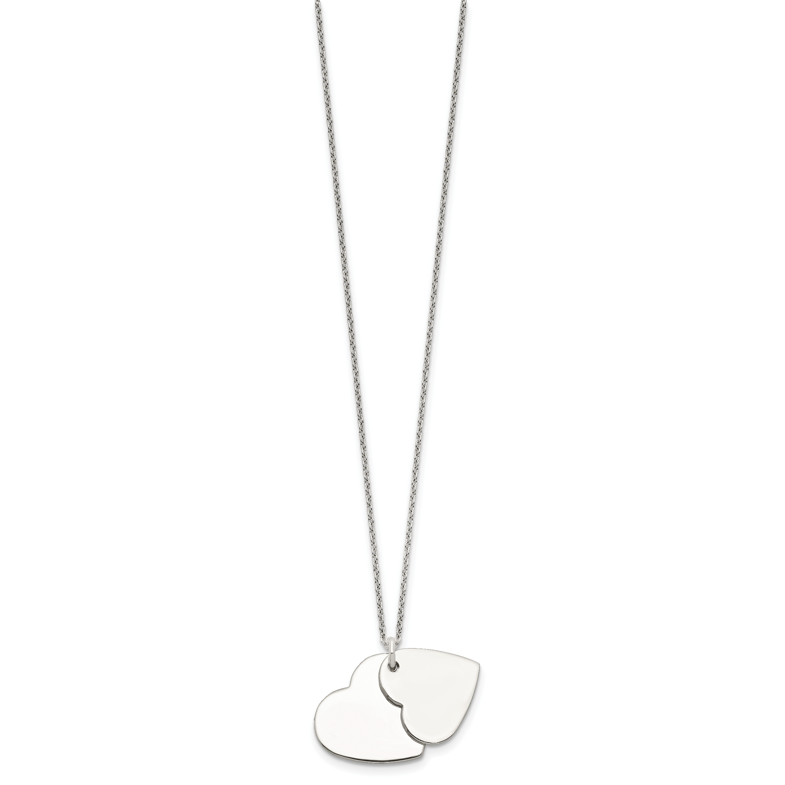 Sterling Silver Polished Double Heart Necklace Secondary image