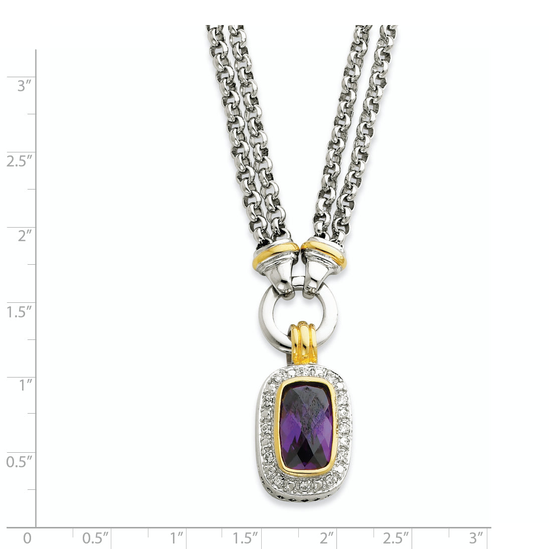 Sterling Silver Flash Gold-plated CZ Necklace