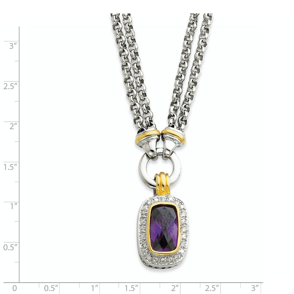 Sterling Silver Flash Gold-plated CZ Necklace
