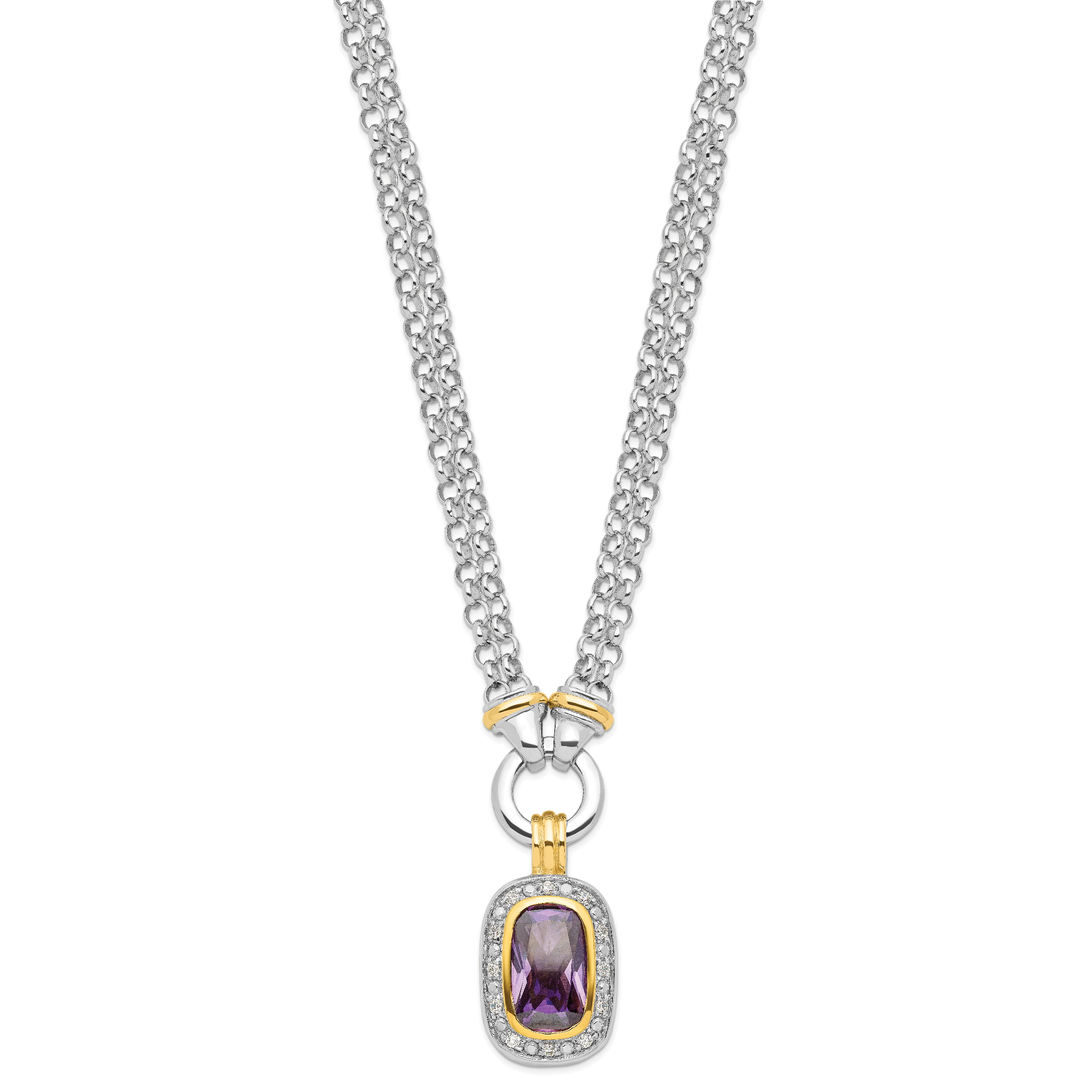 Sterling Silver Flash Gold-plated CZ Necklace Secondary image