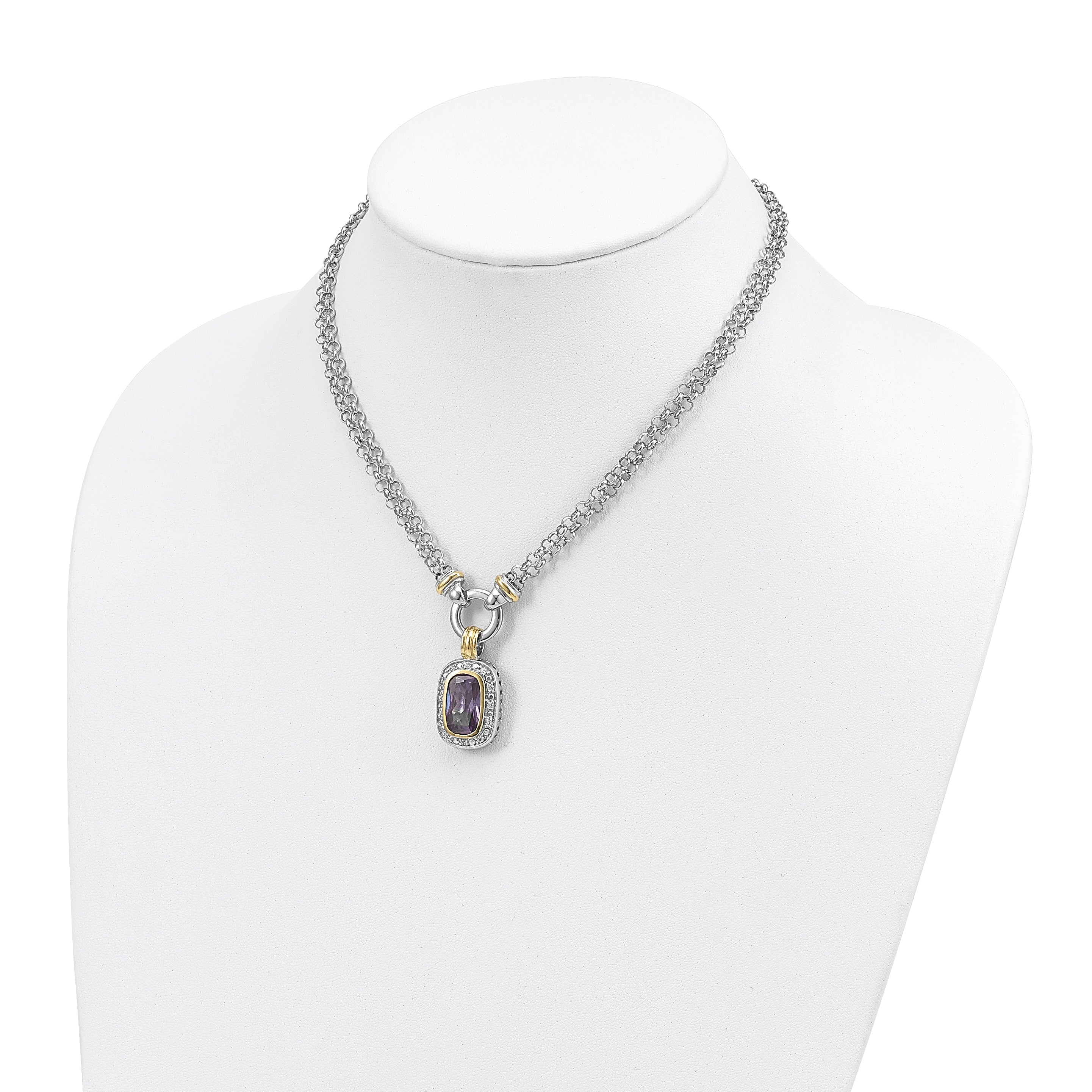 Sterling Silver Flash Gold-plated CZ Necklace