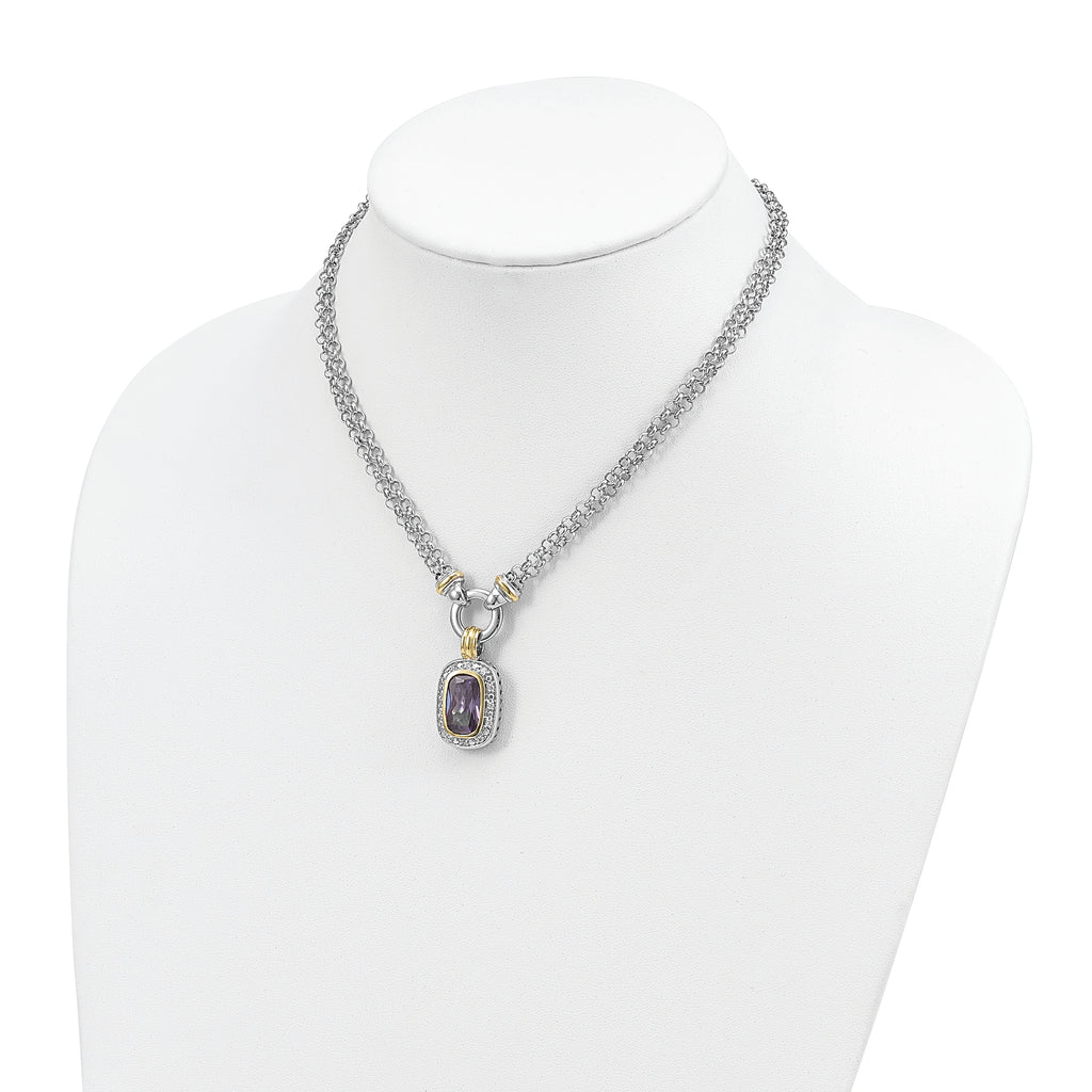 Sterling Silver Flash Gold-plated CZ Necklace