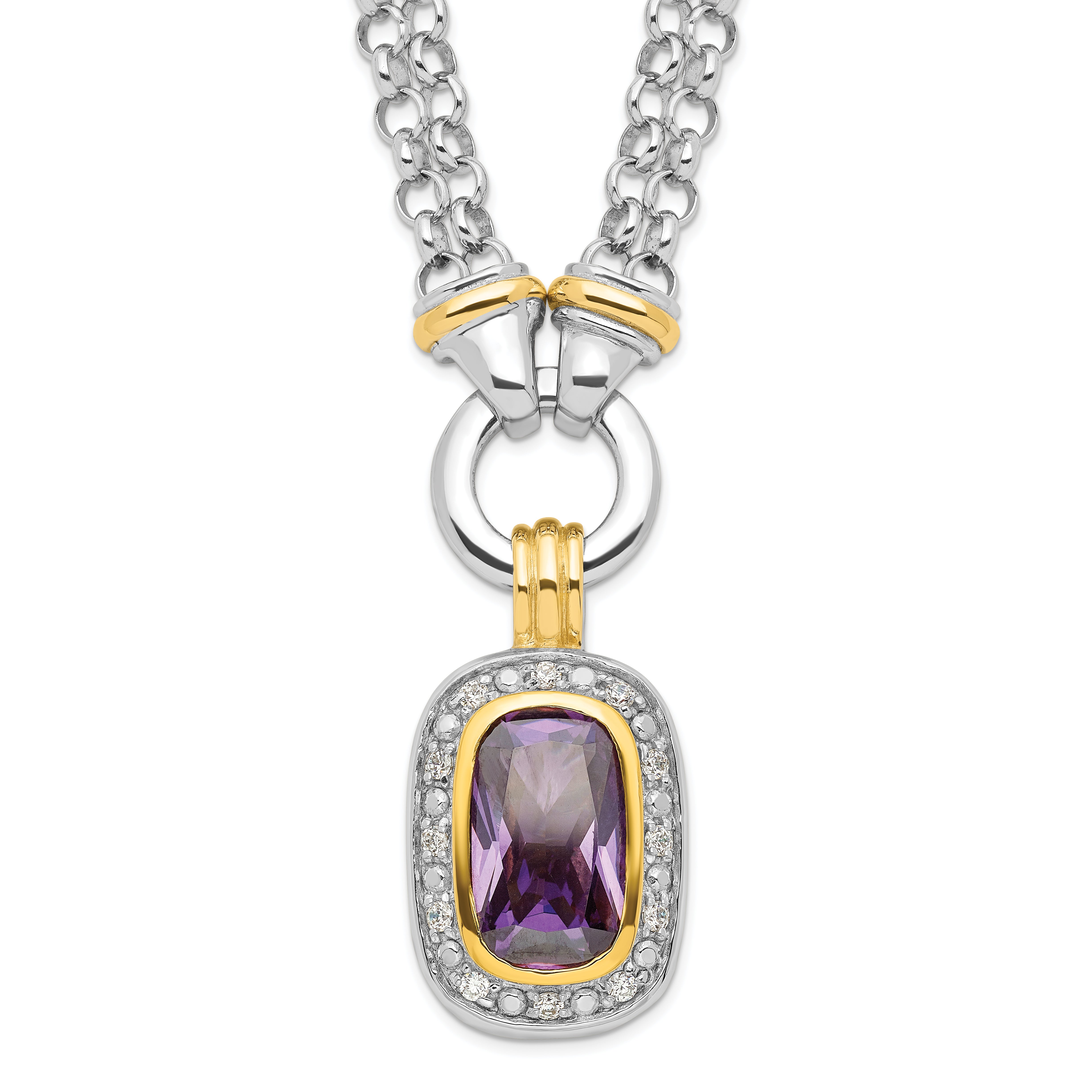 Sterling Silver Flash Gold-plated CZ Necklace Main image