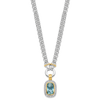 Sterling Silver Flash Gold-plated Clear and Blue CZ 16 inch Necklace