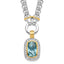 Sterling Silver Flash Gold-plated Clear and Blue CZ 16 inch Necklace