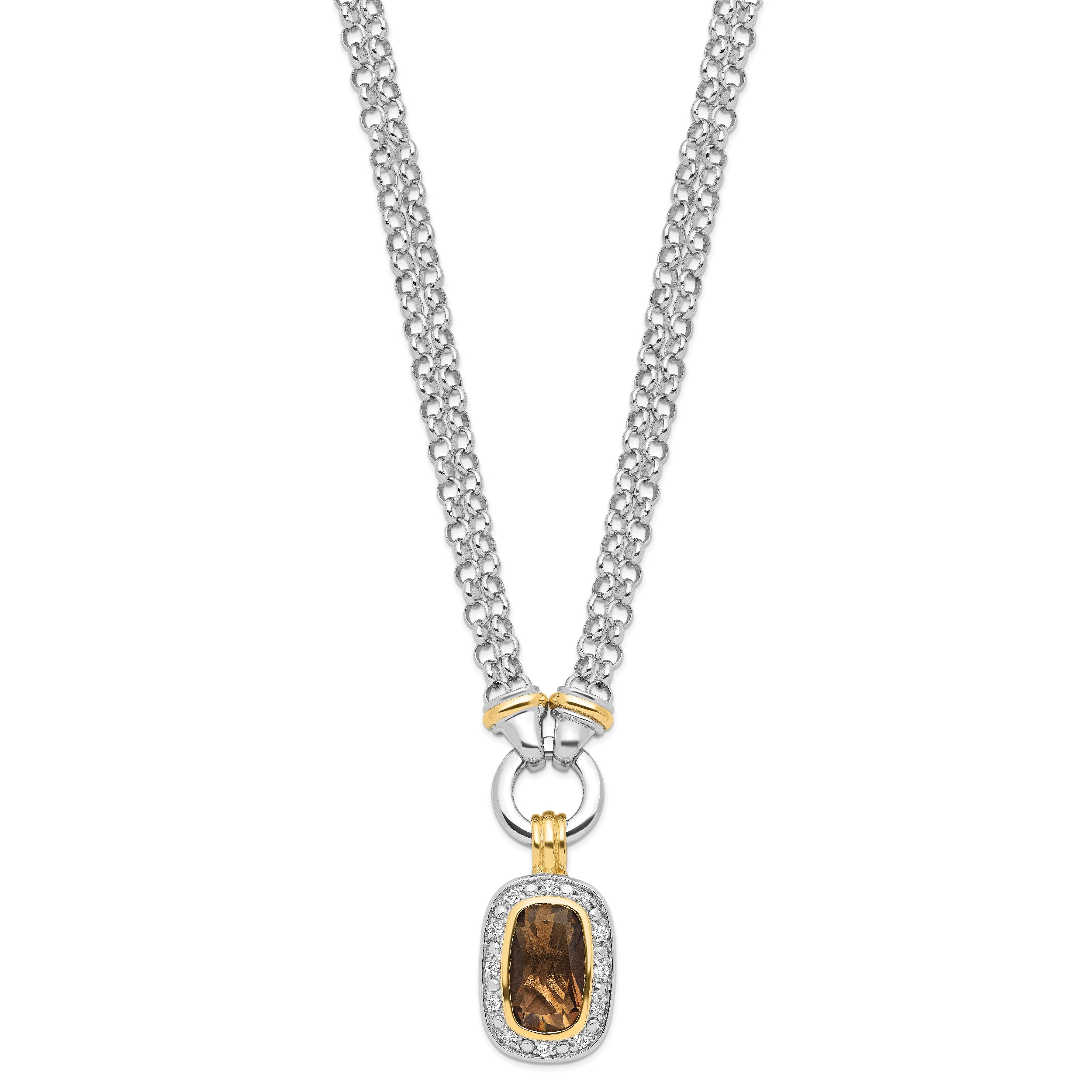 Sterling Silver Flash Gold-plated CZ Necklace