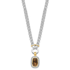 Sterling Silver Flash Gold-plated CZ Necklace