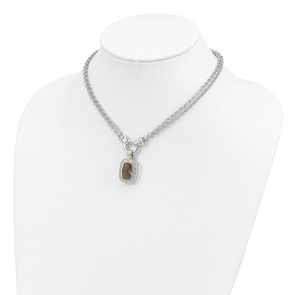 Sterling Silver Flash Gold-plated CZ Necklace