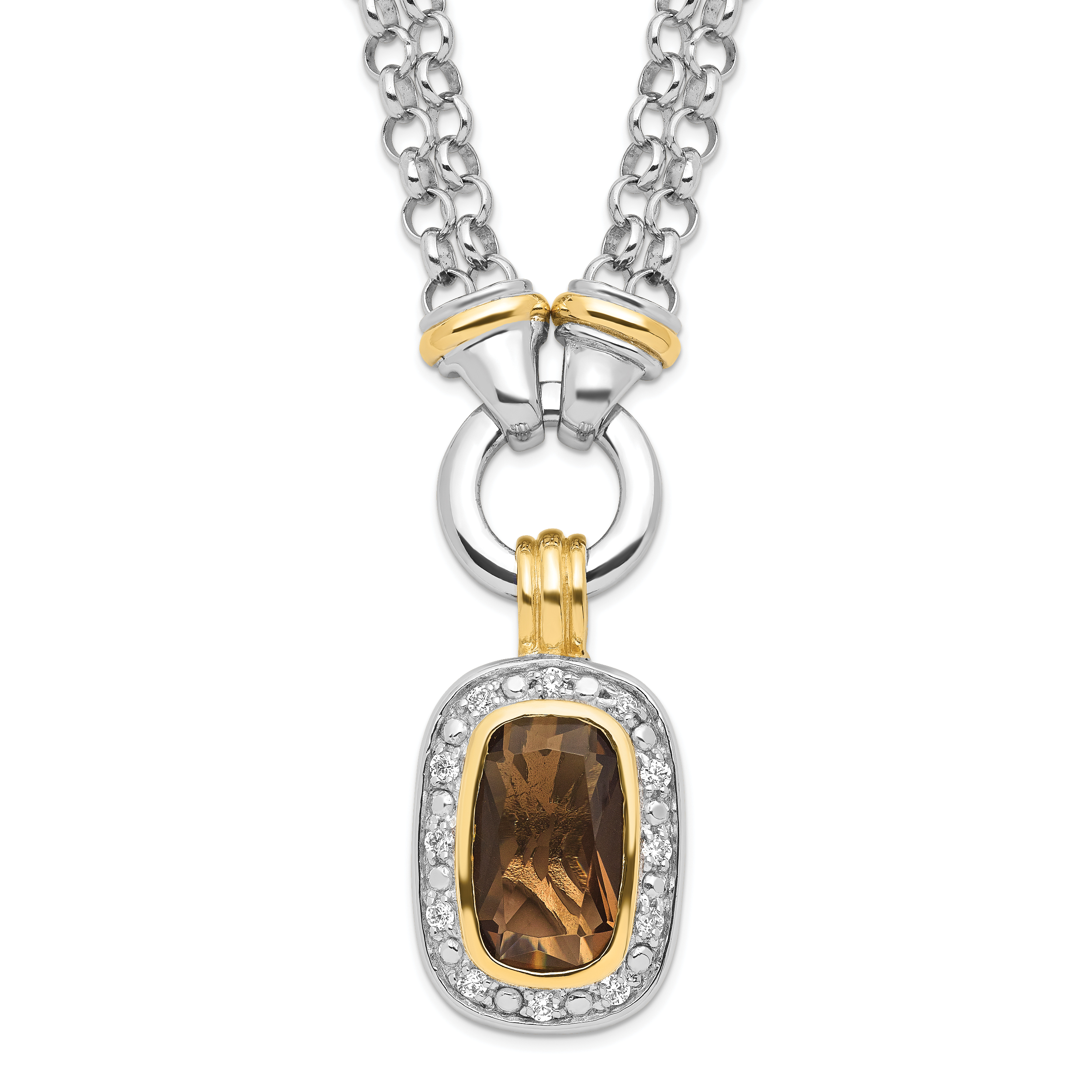 Sterling Silver Flash Gold-plated CZ Necklace Main image