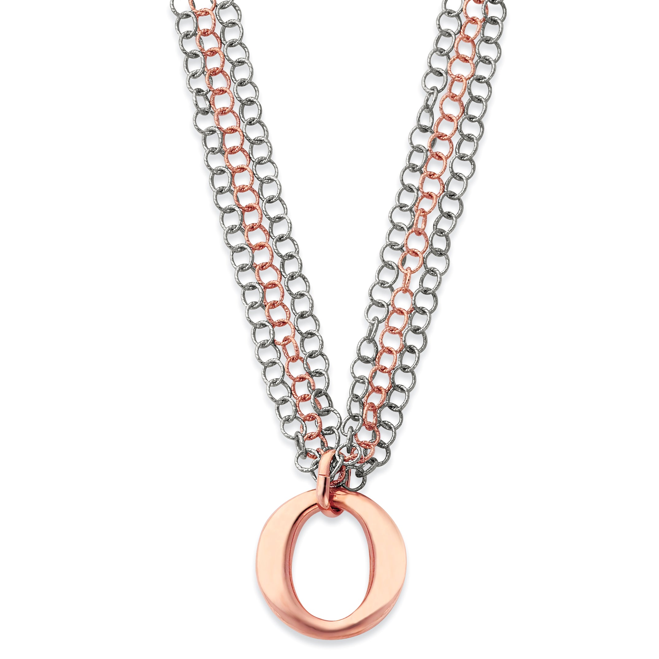 Sterling Silver & Rose Vermeil Multi-Strand With Circles Necklace Main image