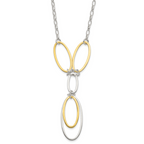 Sterling Silver and Vermeil Polished Drop Necklace and Earring Set