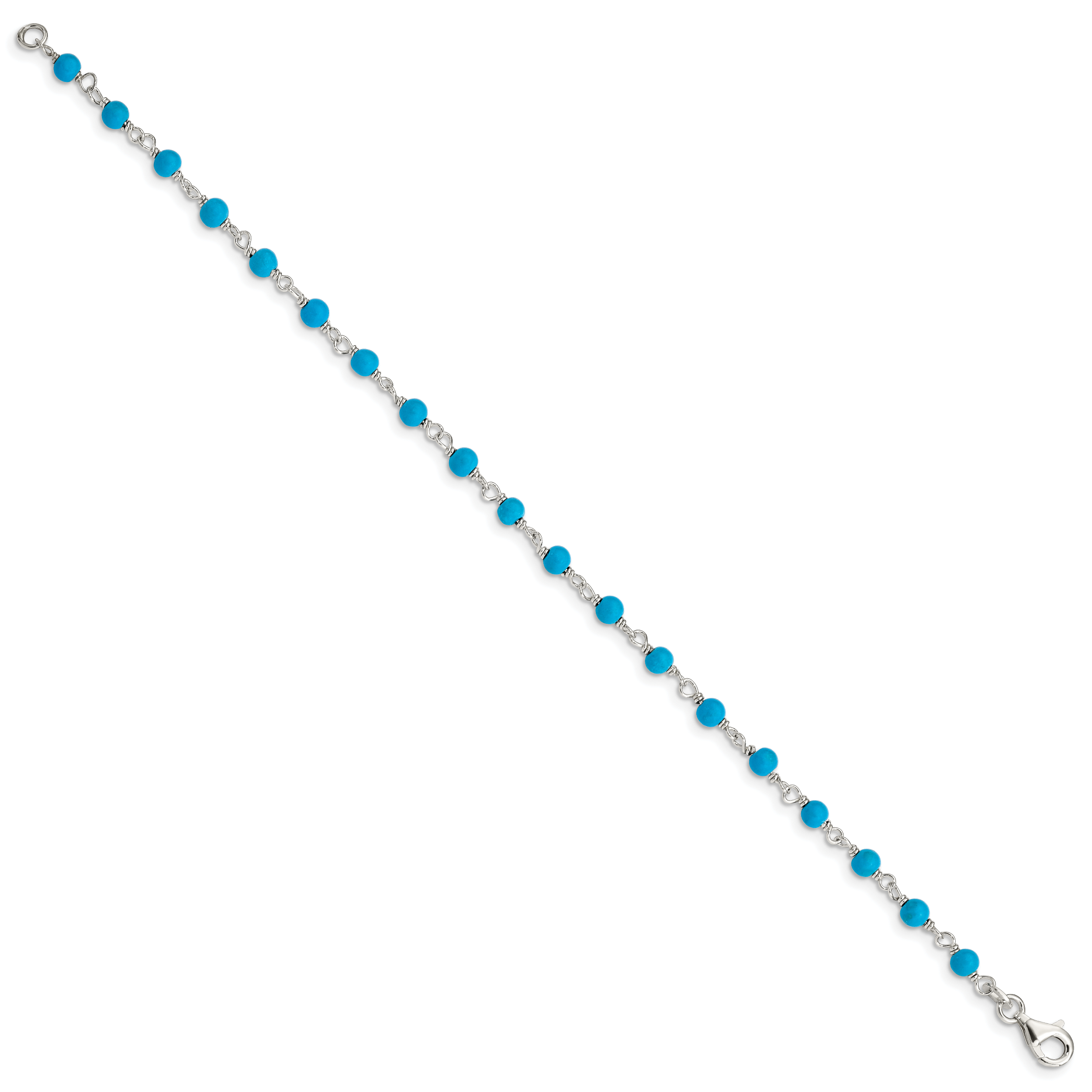 Sterling Silver Genuine Turquoise Bead Polished Bracelet Secondary image