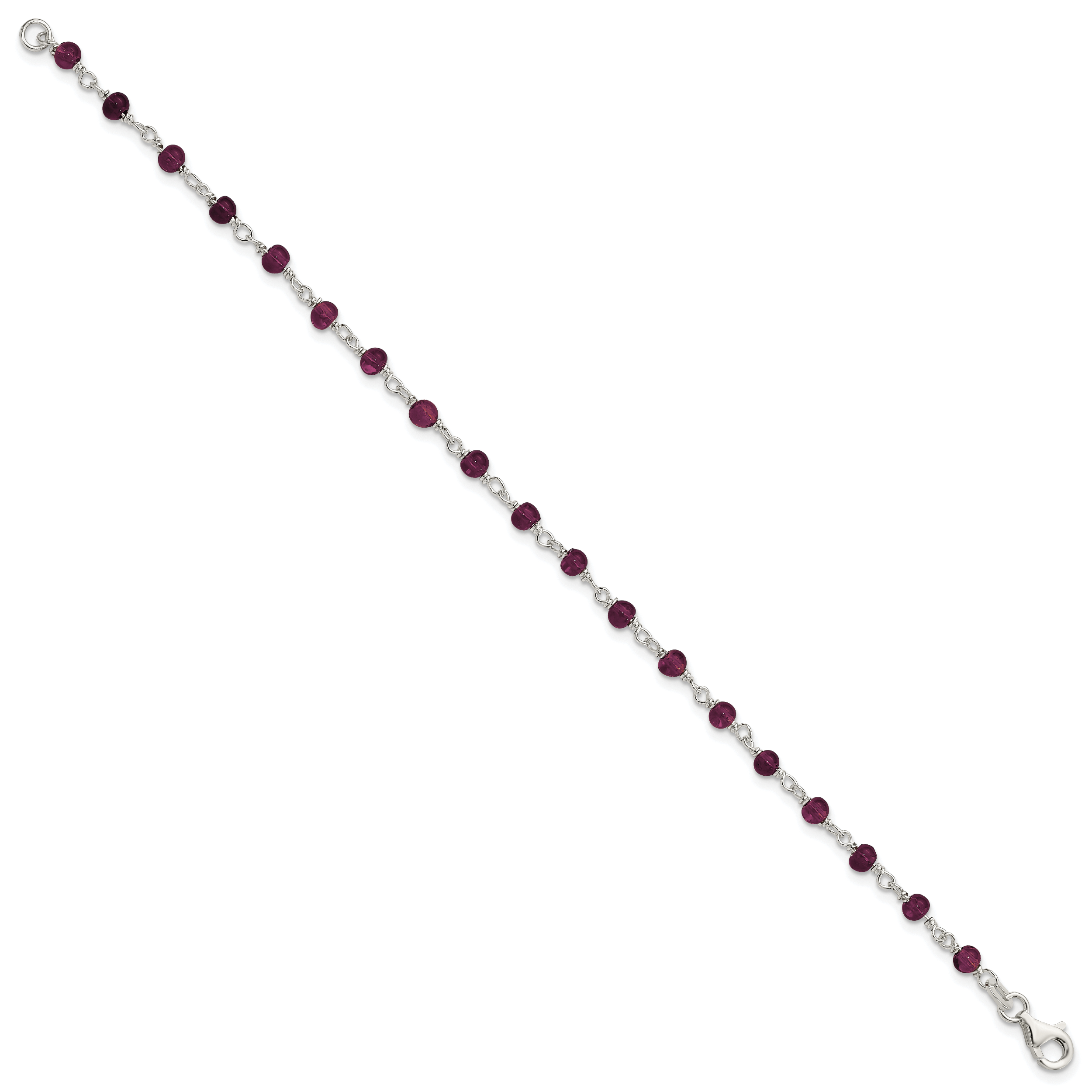 Sterling Silver Dark Red CZ Polished Bracelet Secondary image