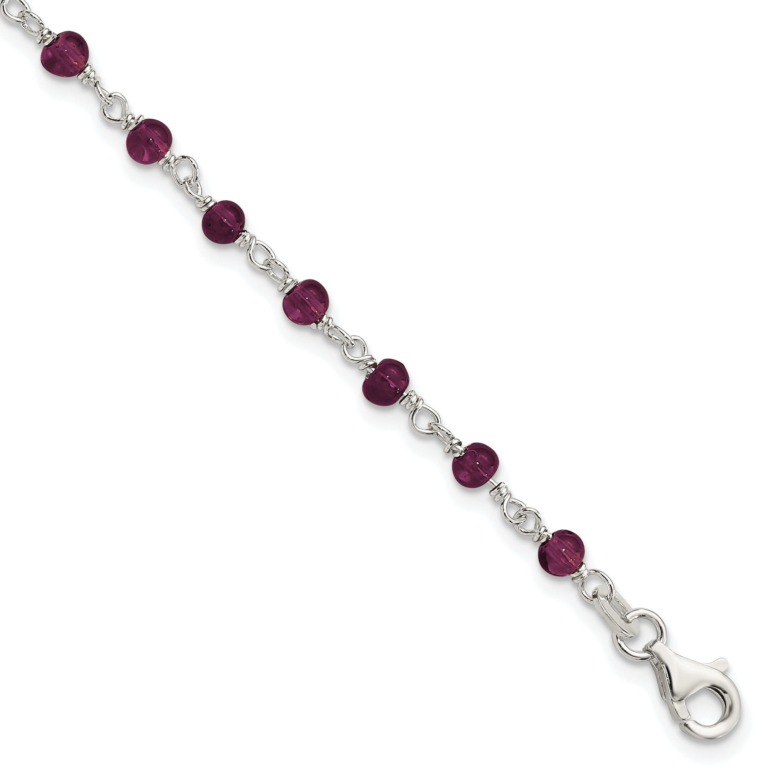 Sterling Silver Dark Red CZ Polished Bracelet Main image