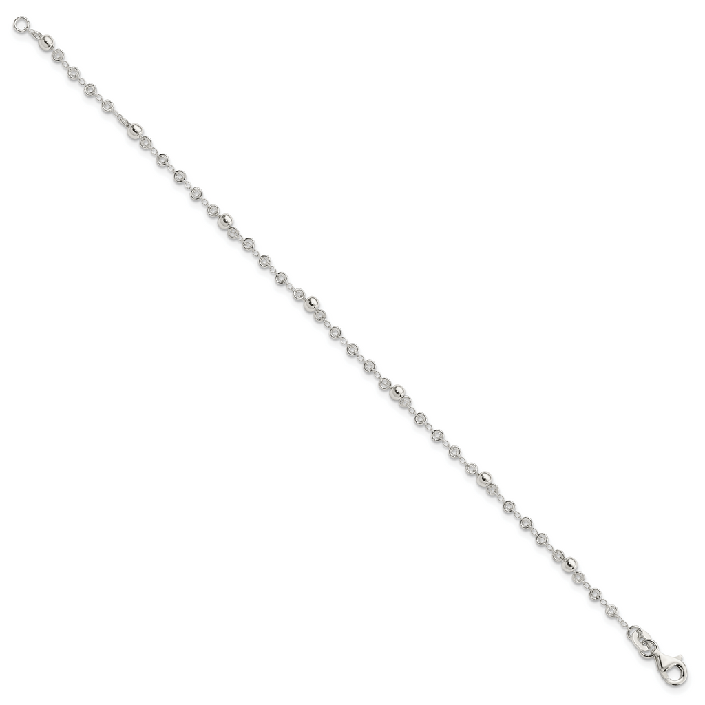 Sterling Silver Polished Fancy Bead Bracelet