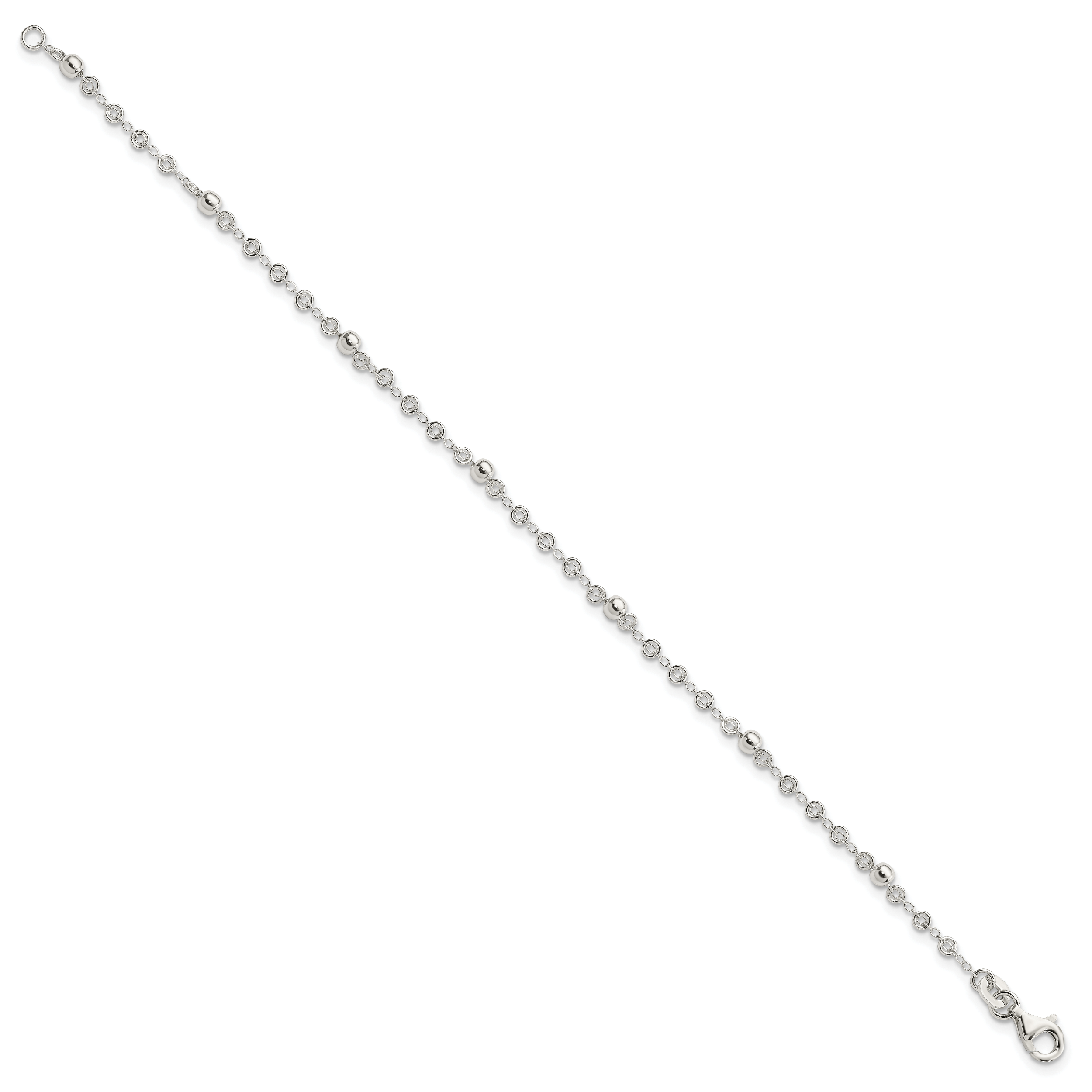 Sterling Silver Polished Fancy Bead Bracelet