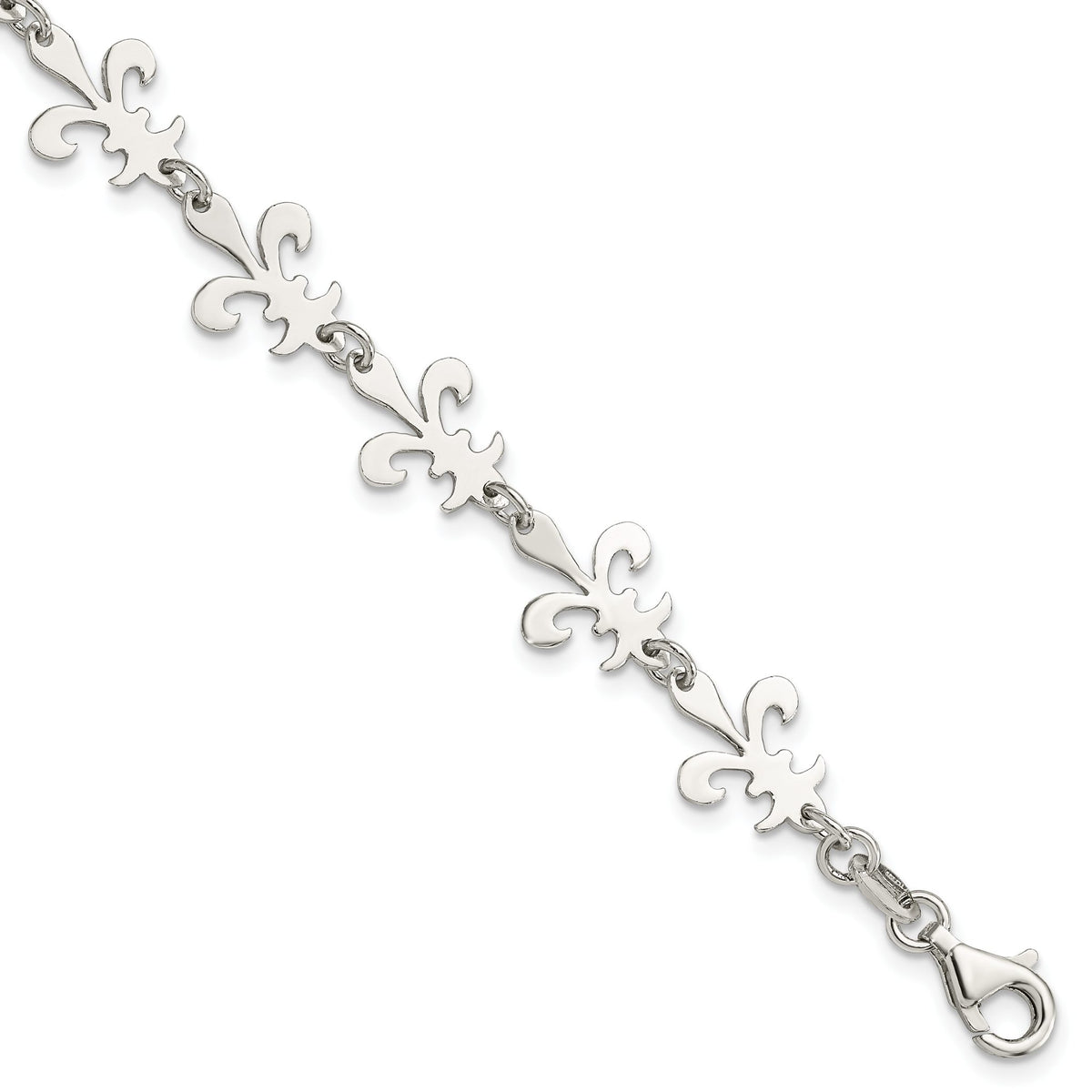 Fleur-de-Lis Bracelet in Sterling Silver, 12mm, 7.5 Inch - Sophia Jewelers Main image