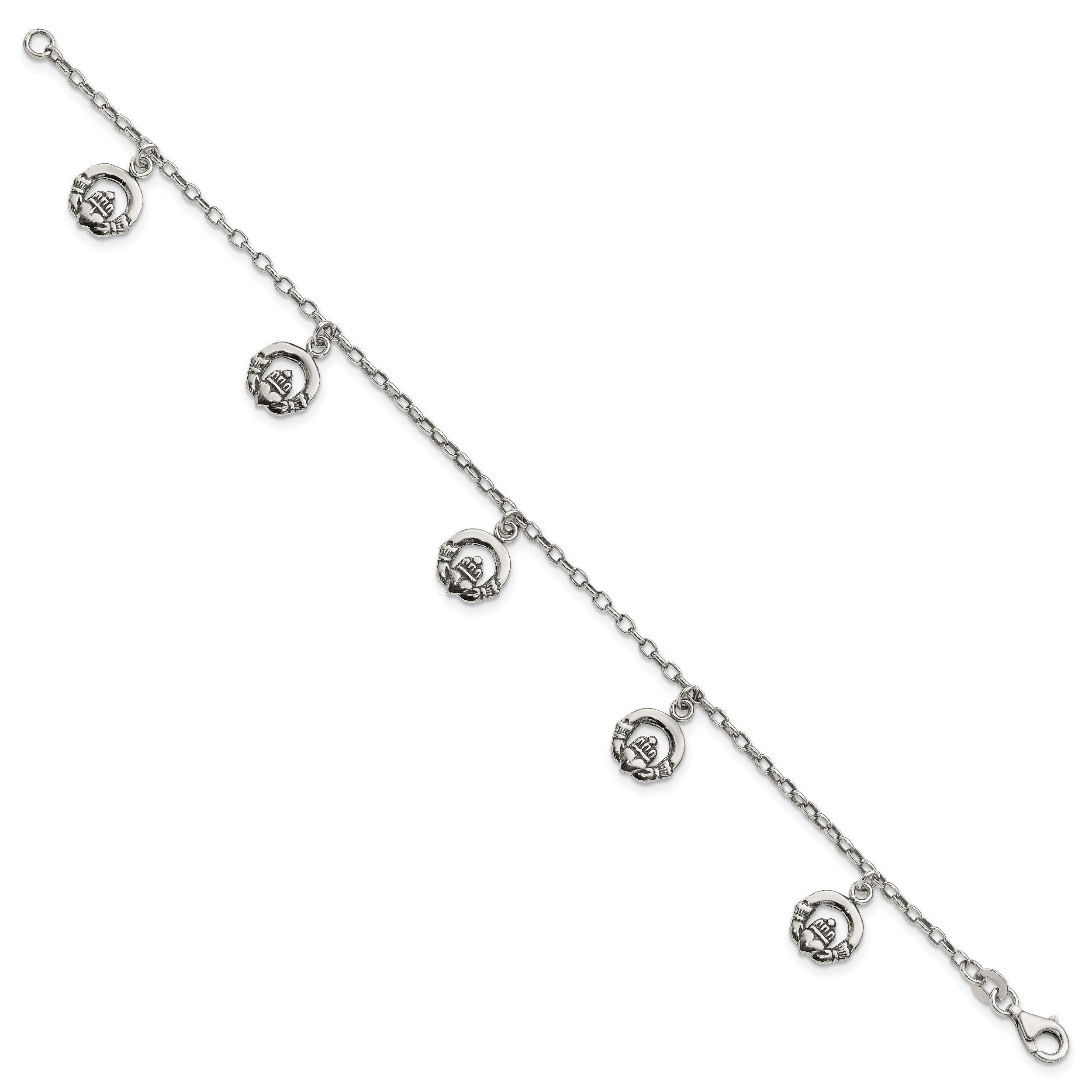 Sterling Silver Antiqued Claddagh Bracelet Secondary image