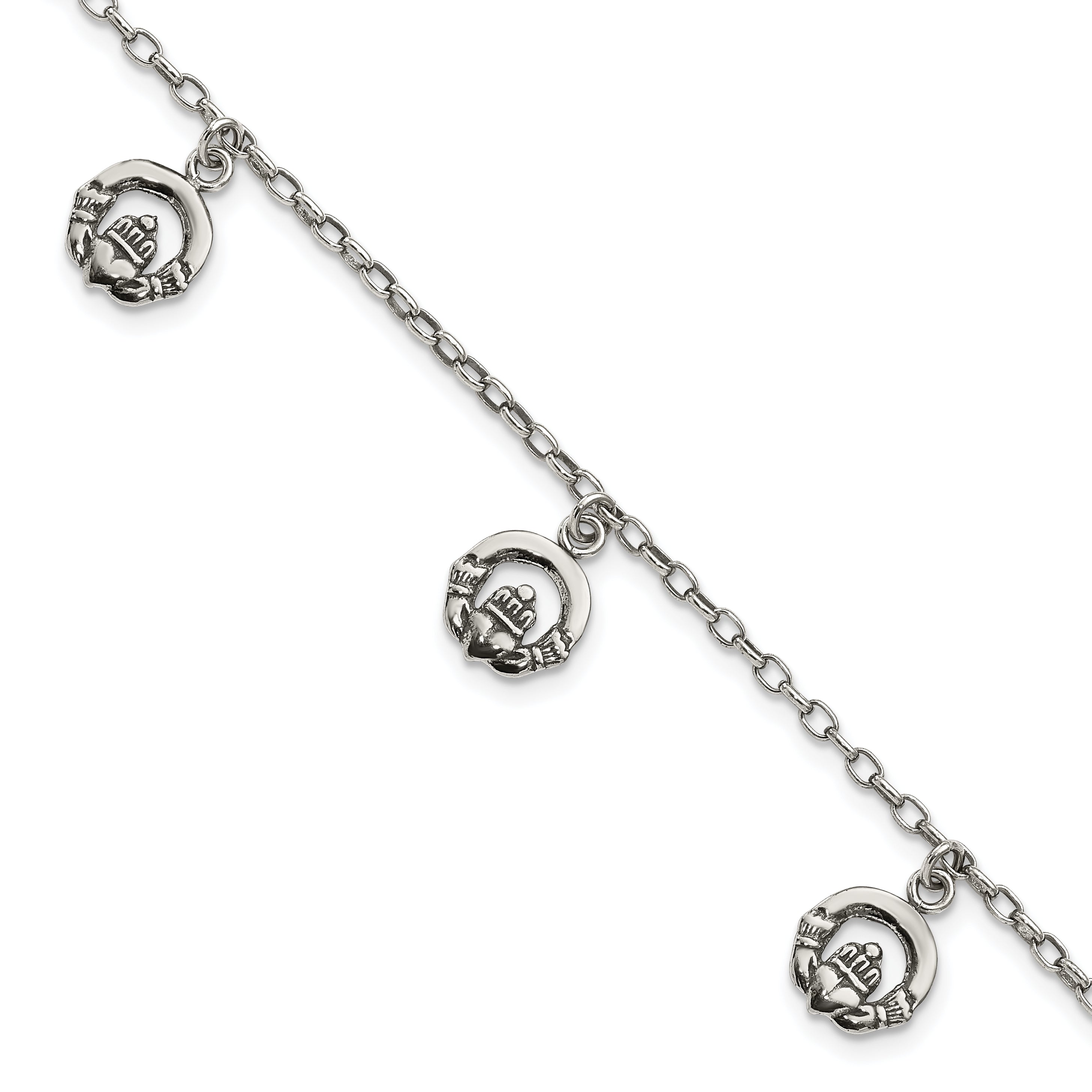 Sterling Silver Antiqued Claddagh Bracelet Main image