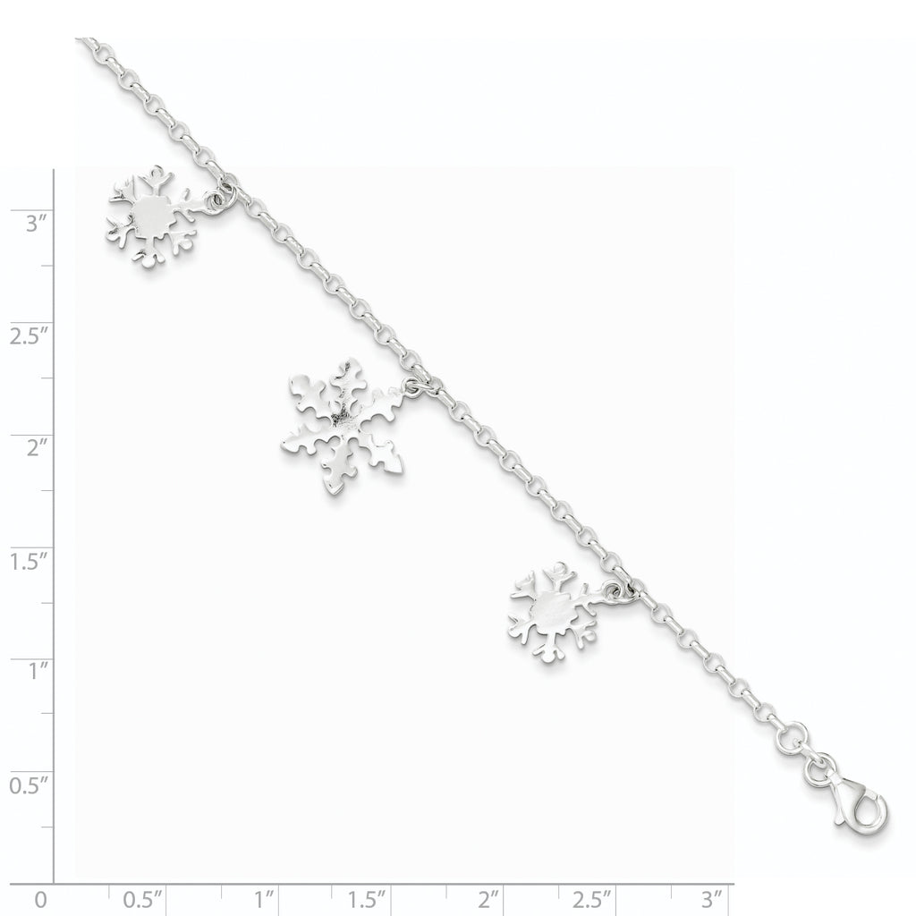 Sterling Silver Diamond-Cut Snowflake Bracelet