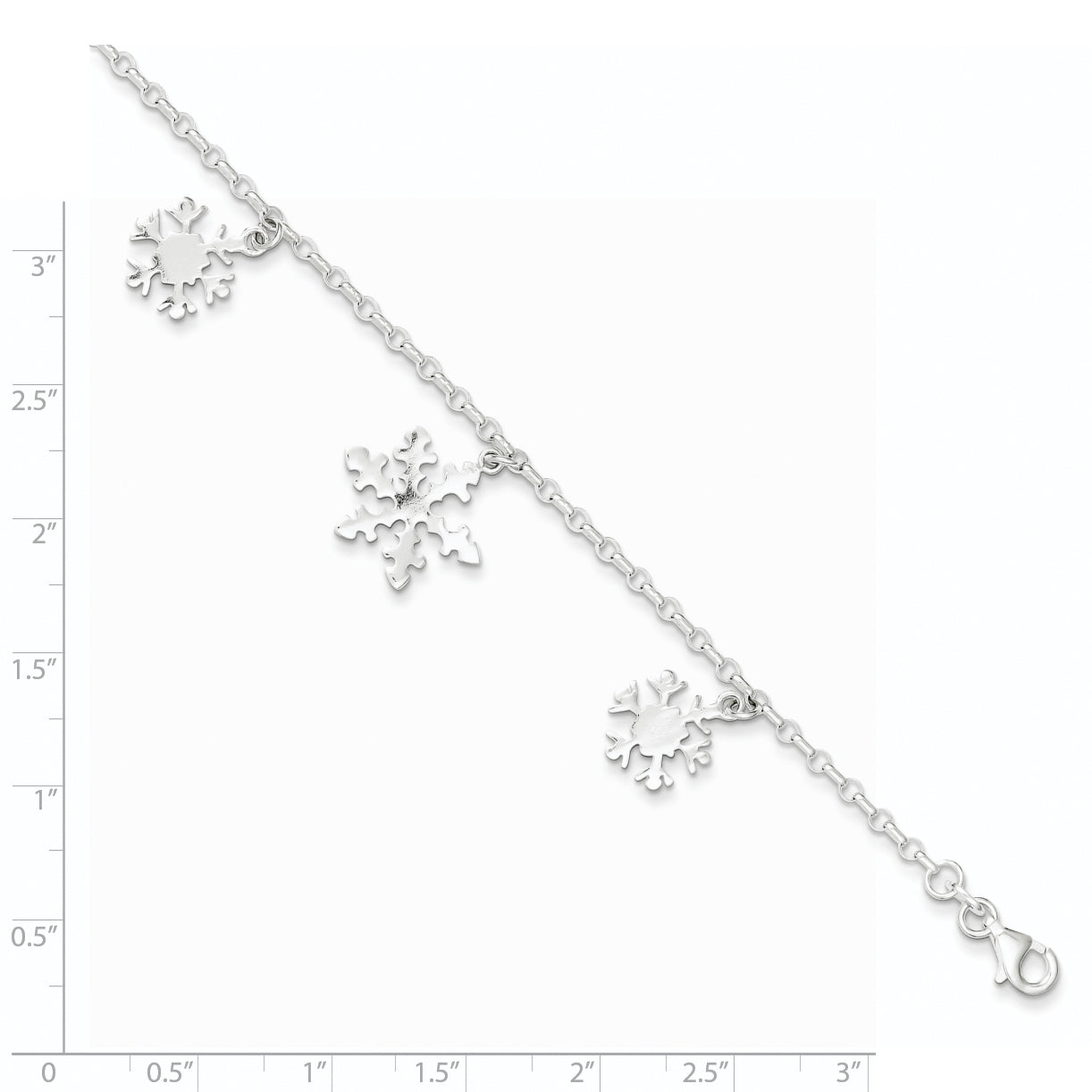 Sterling Silver Diamond-Cut Snowflake Bracelet
