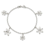 Snowflake Charms Bracelet in Sterling Silver, 9mm, 7.5 Inch - Sophia Jewelers