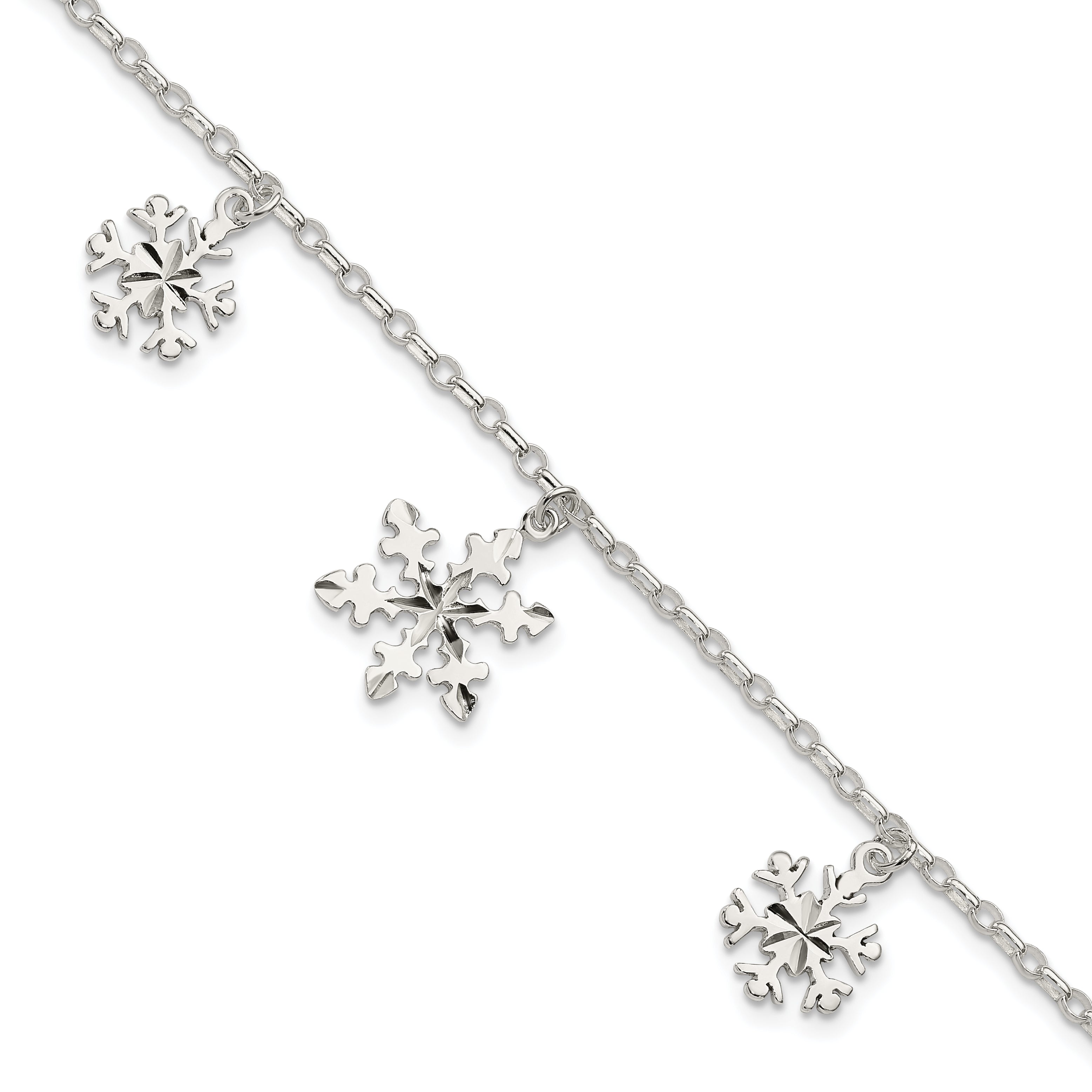 Sterling Silver Diamond-Cut Snowflake Bracelet Main image