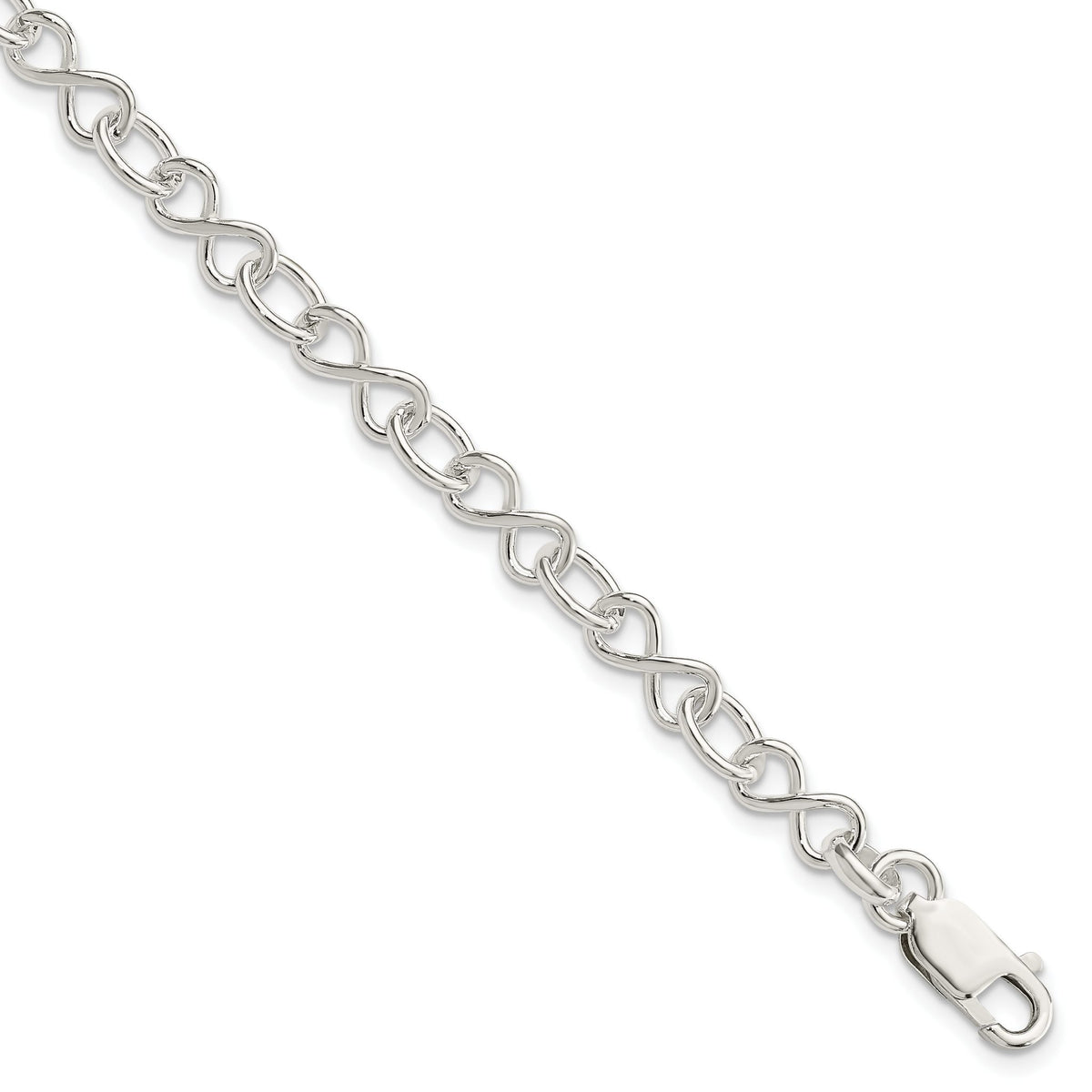 Fancy Infinity Link Bracelet in Sterling Silver, 6mm, 7.5 Inch - Sophia Jewelers Main image