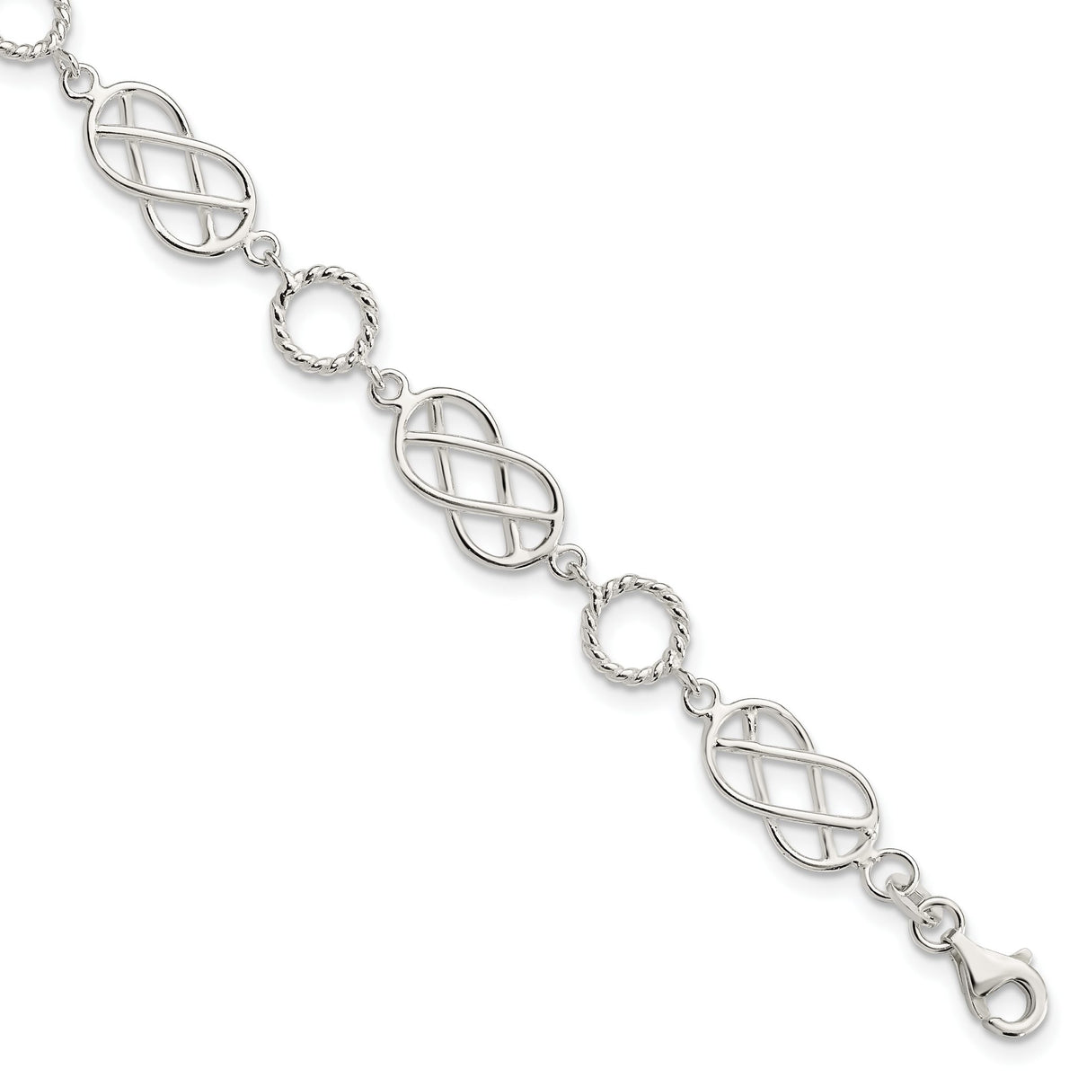 Fancy Knot-Link Bracelet in Sterling Silver, 8mm, 7.2 Inch - Sophia Jewelers Main image