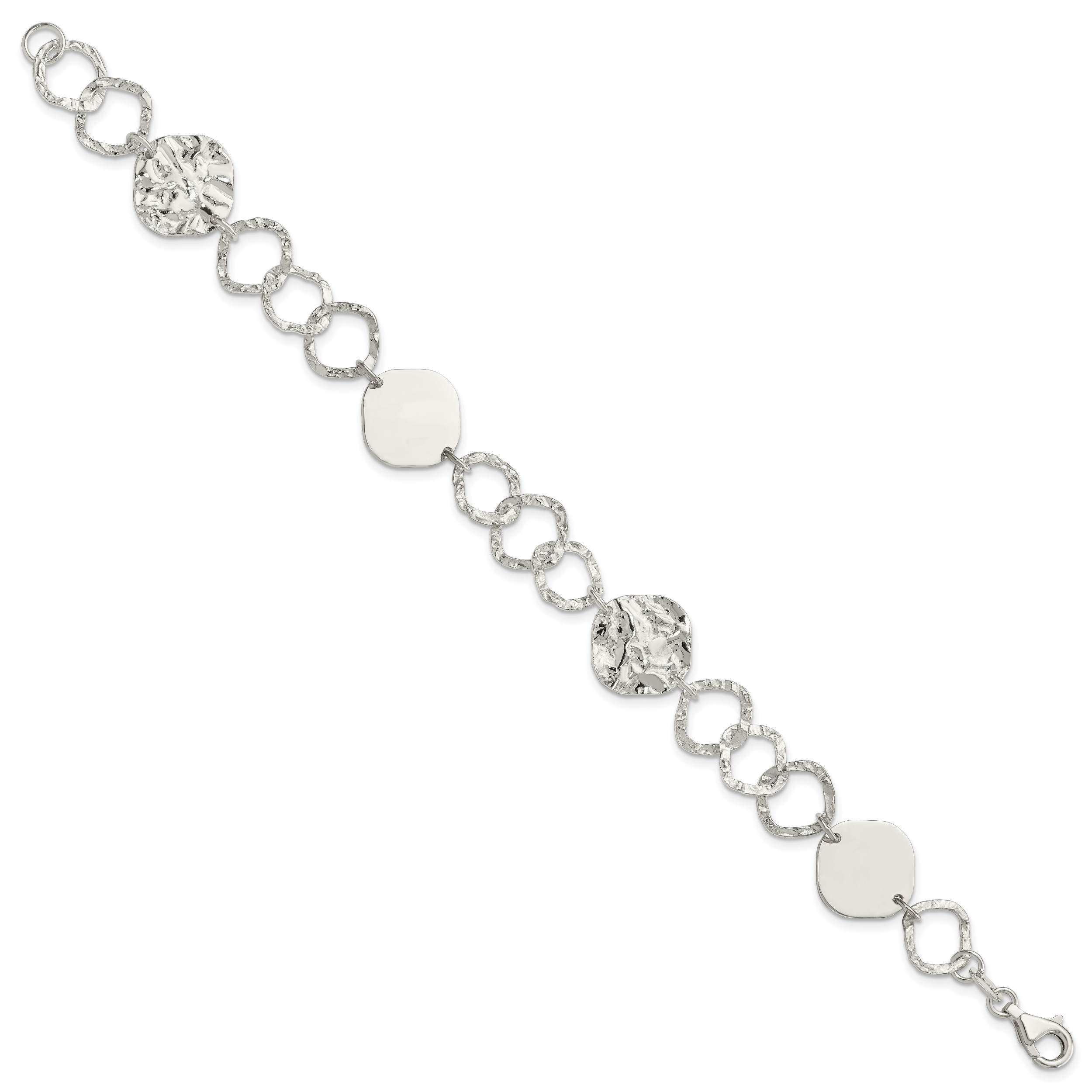 Sterling Silver Polished and Textured Fancy Link Bracelet Secondary image
