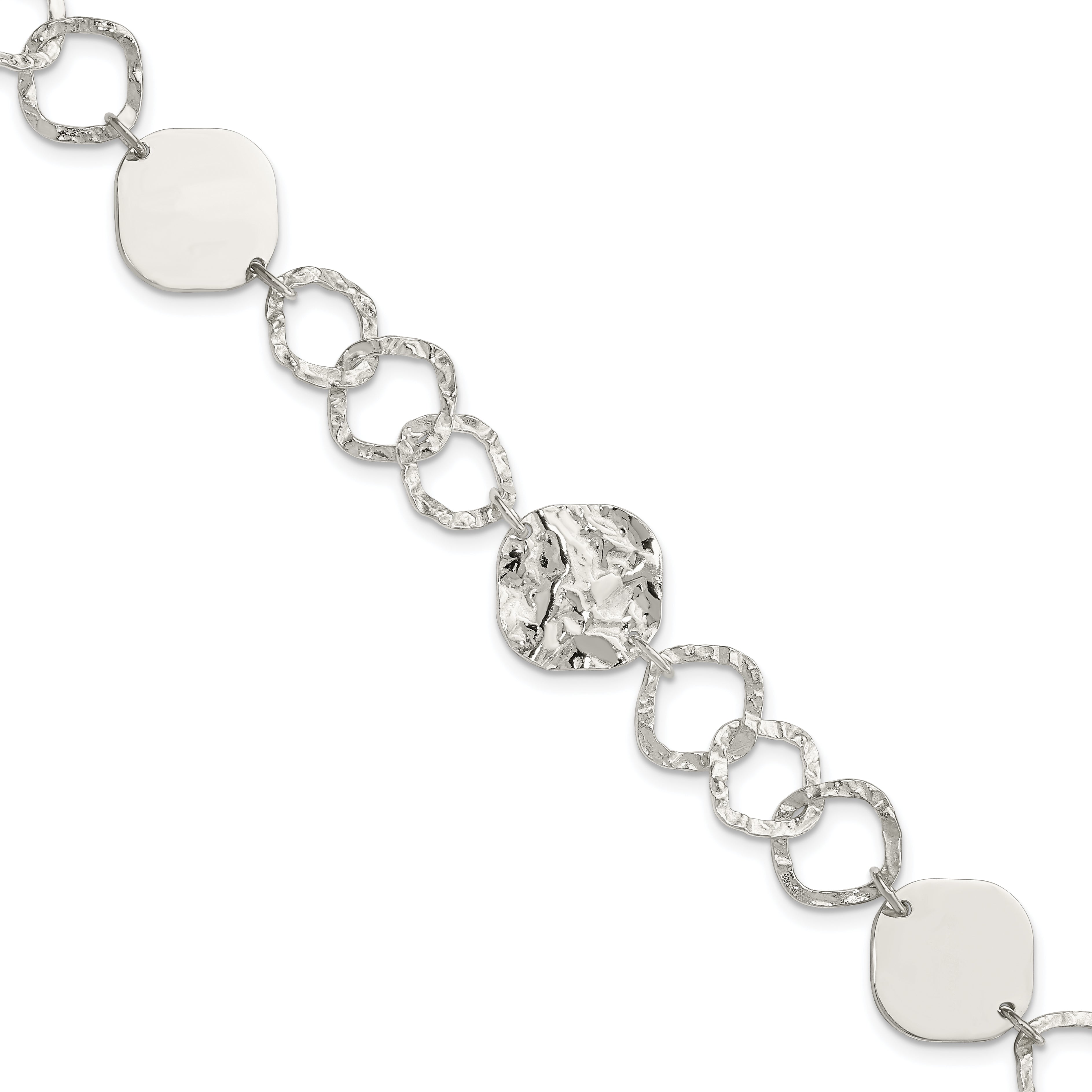 Sterling Silver Polished and Textured Fancy Link Bracelet Main image