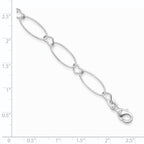 Sterling Silver Oval Link With Hearts Bracelet