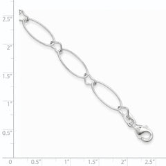 Sterling Silver Oval Link With Hearts Bracelet