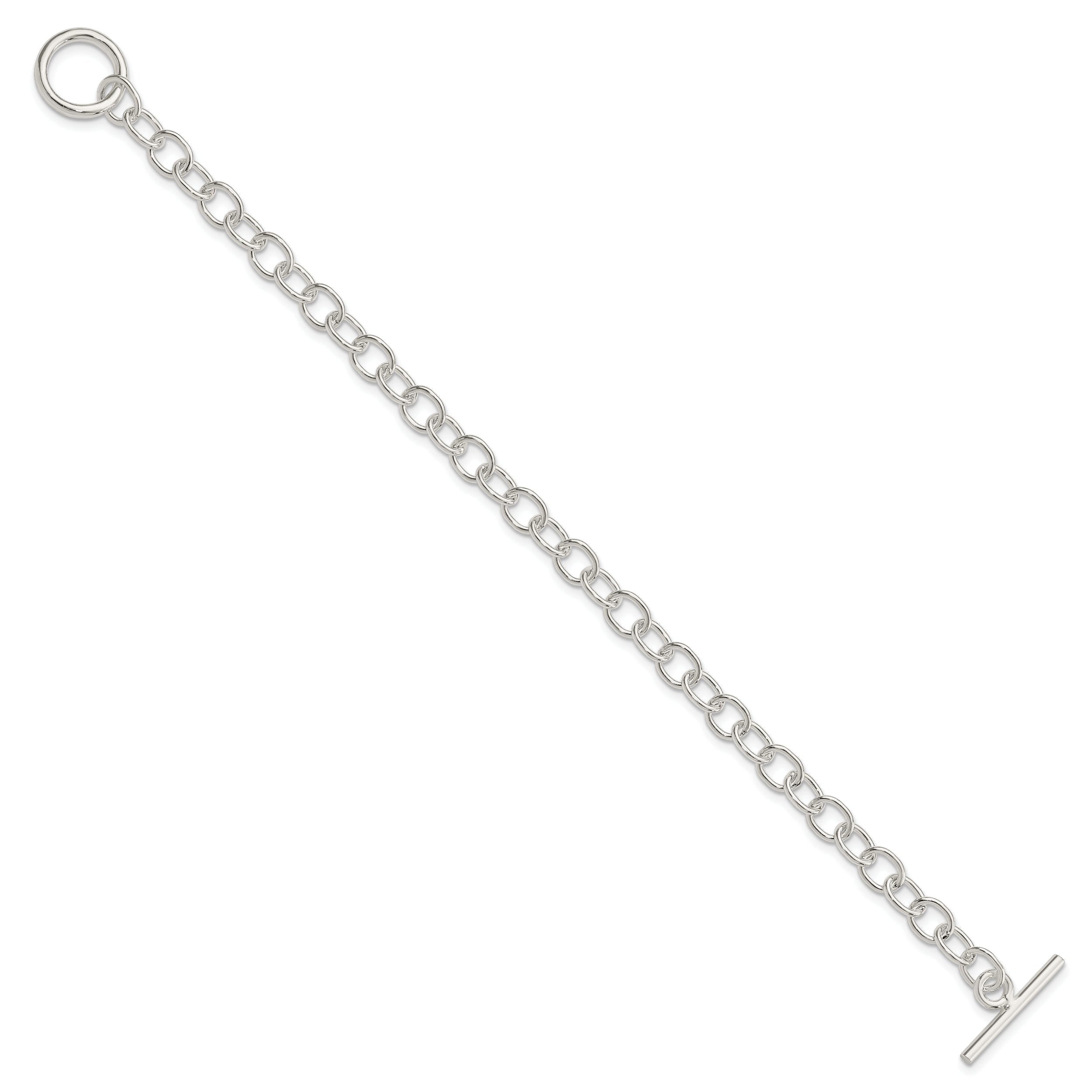 Sterling Silver Polished Fancy Link Toggle Bracelet