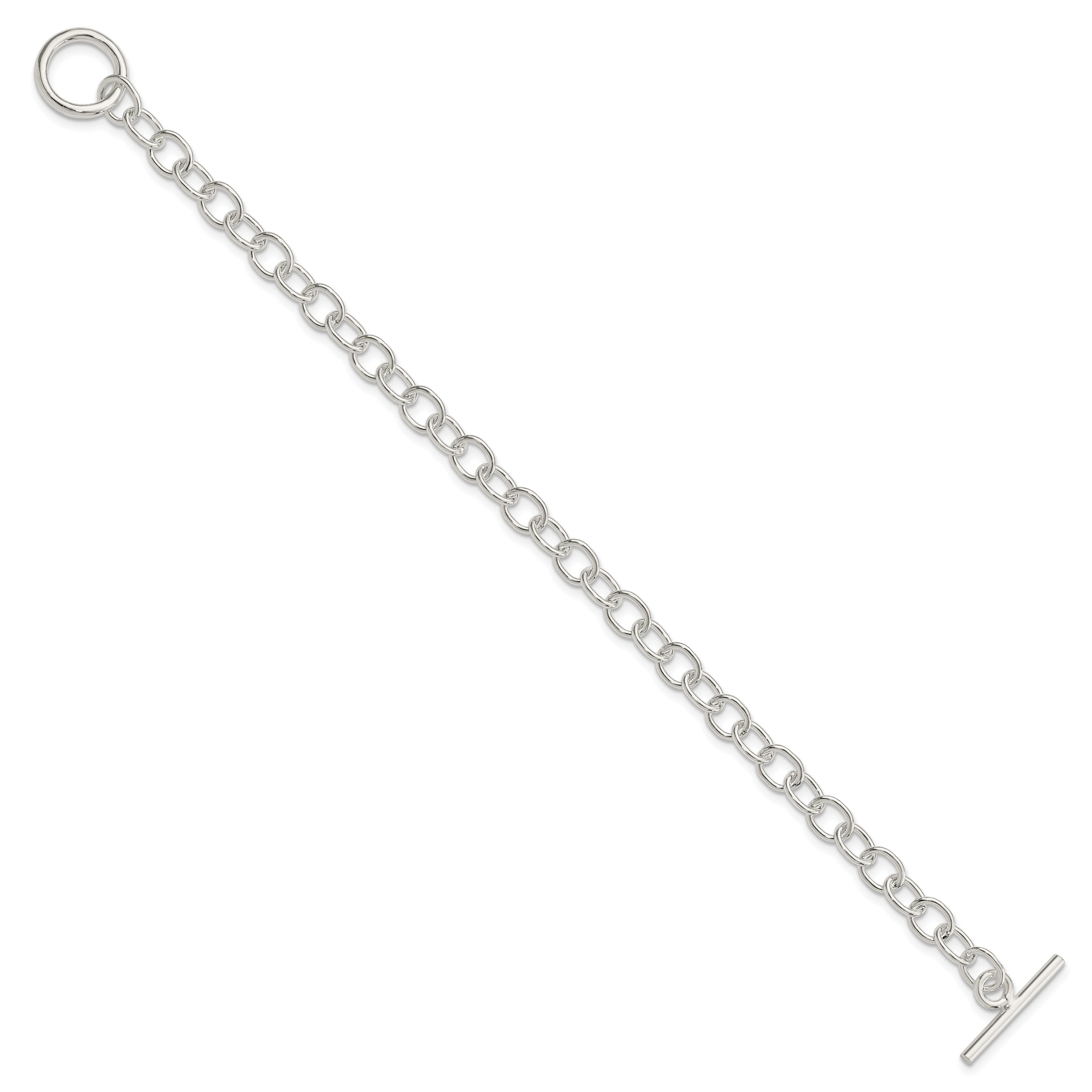 Sterling Silver Polished Fancy Link Toggle Bracelet