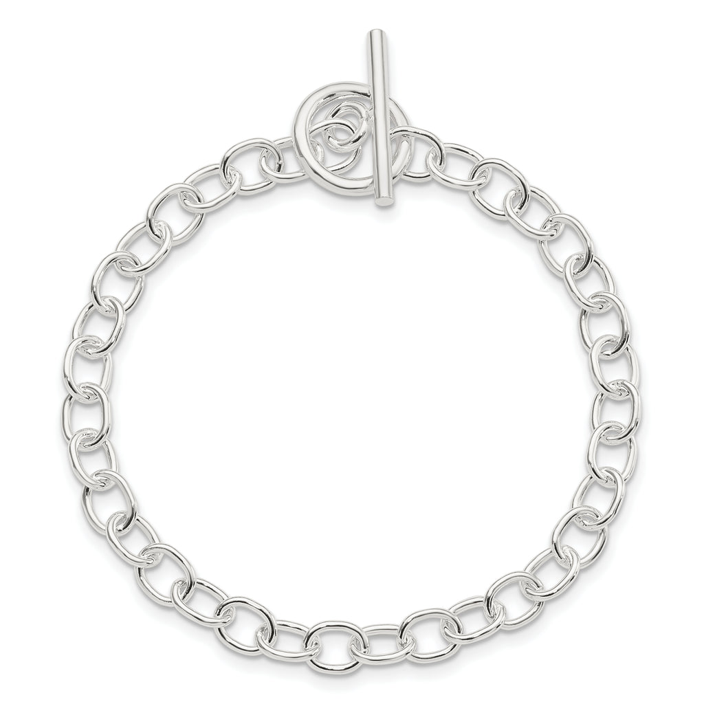 Sterling Silver Polished Fancy Link Toggle Bracelet