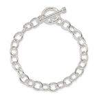 Sterling Silver Polished 7mm Solid Fancy Cable Link 7.5 inch Toggle Bracelet